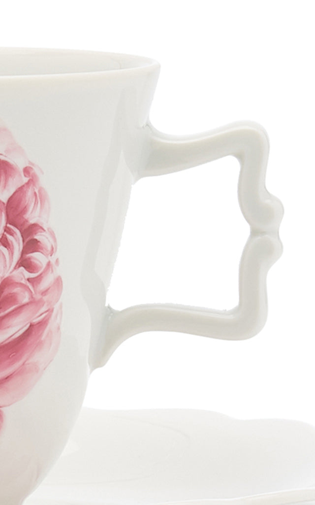 Large Painted Porcelain Cup and Saucer Set