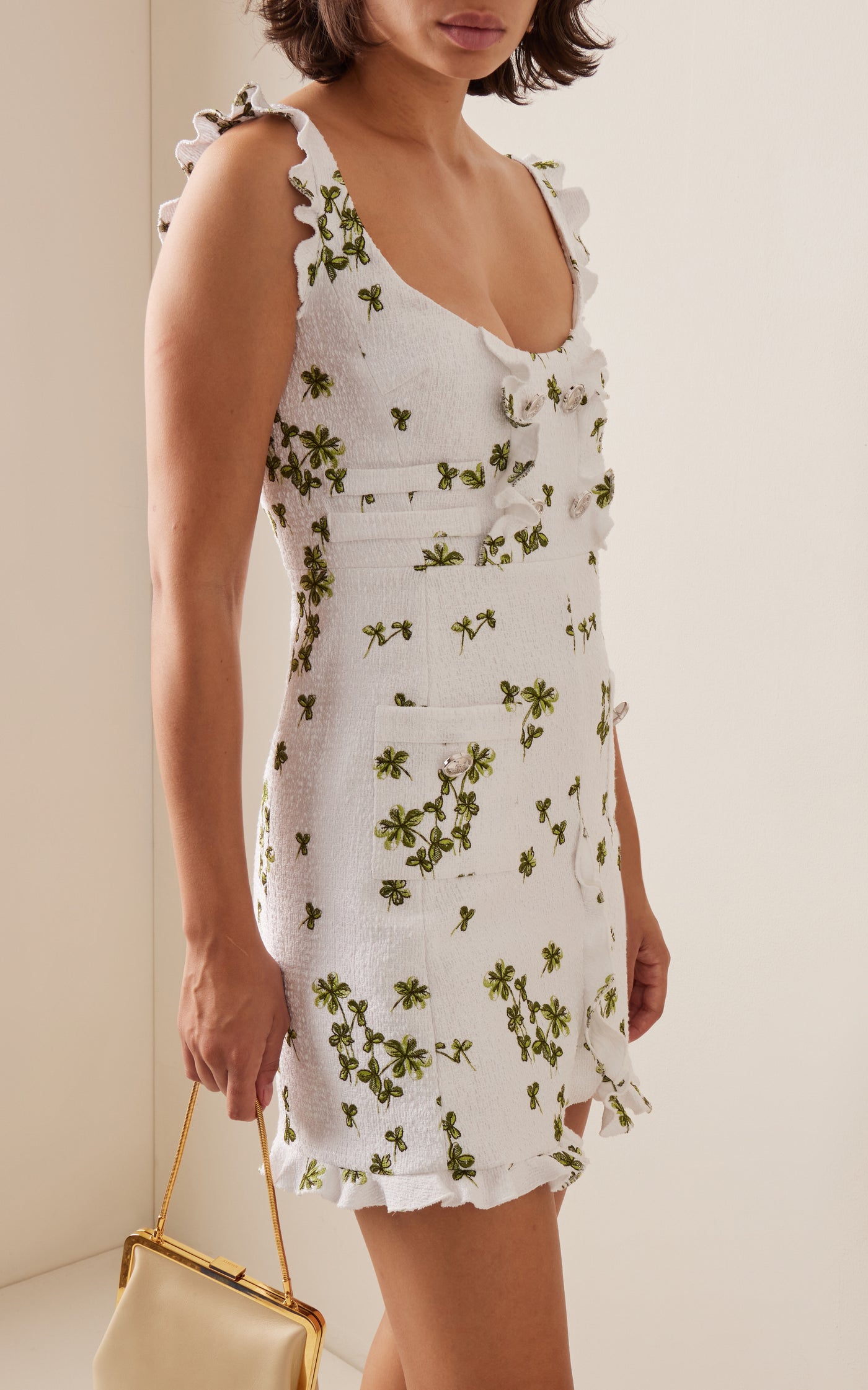 Exclusive Ruffle-Trimmed Cotton-Blend Mini Dress