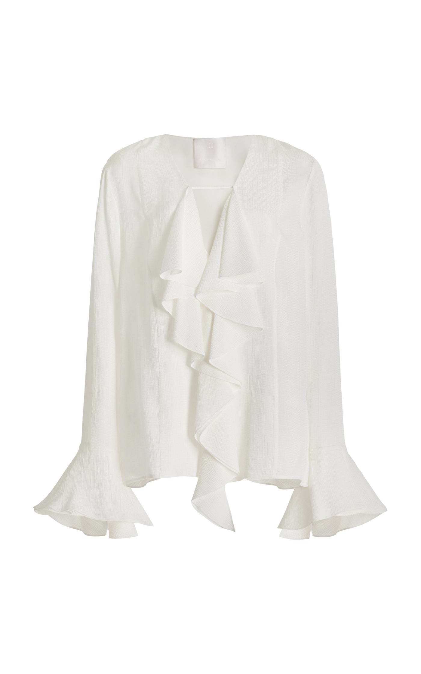 Ruffled Silk-Jacqurd Top