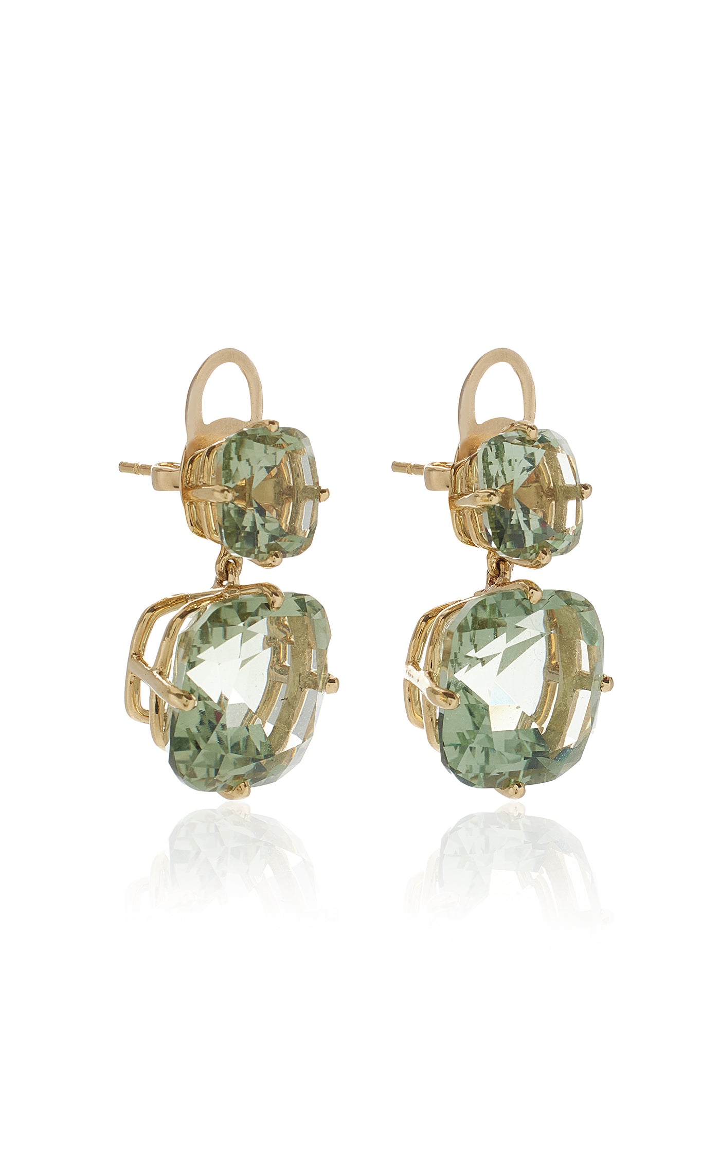 18K Yellow Gold Prasiolite Earrings