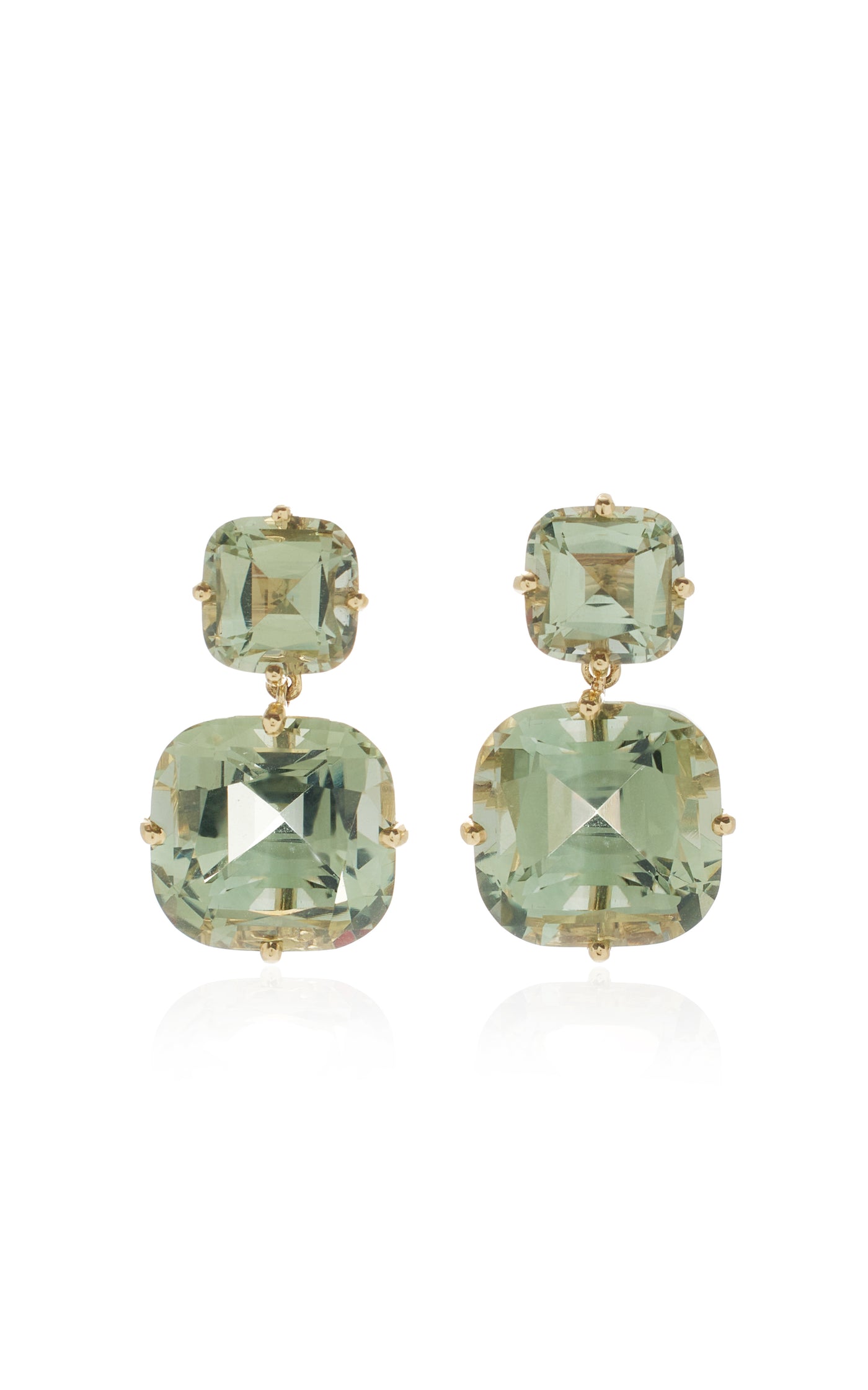 18K Yellow Gold Prasiolite Earrings