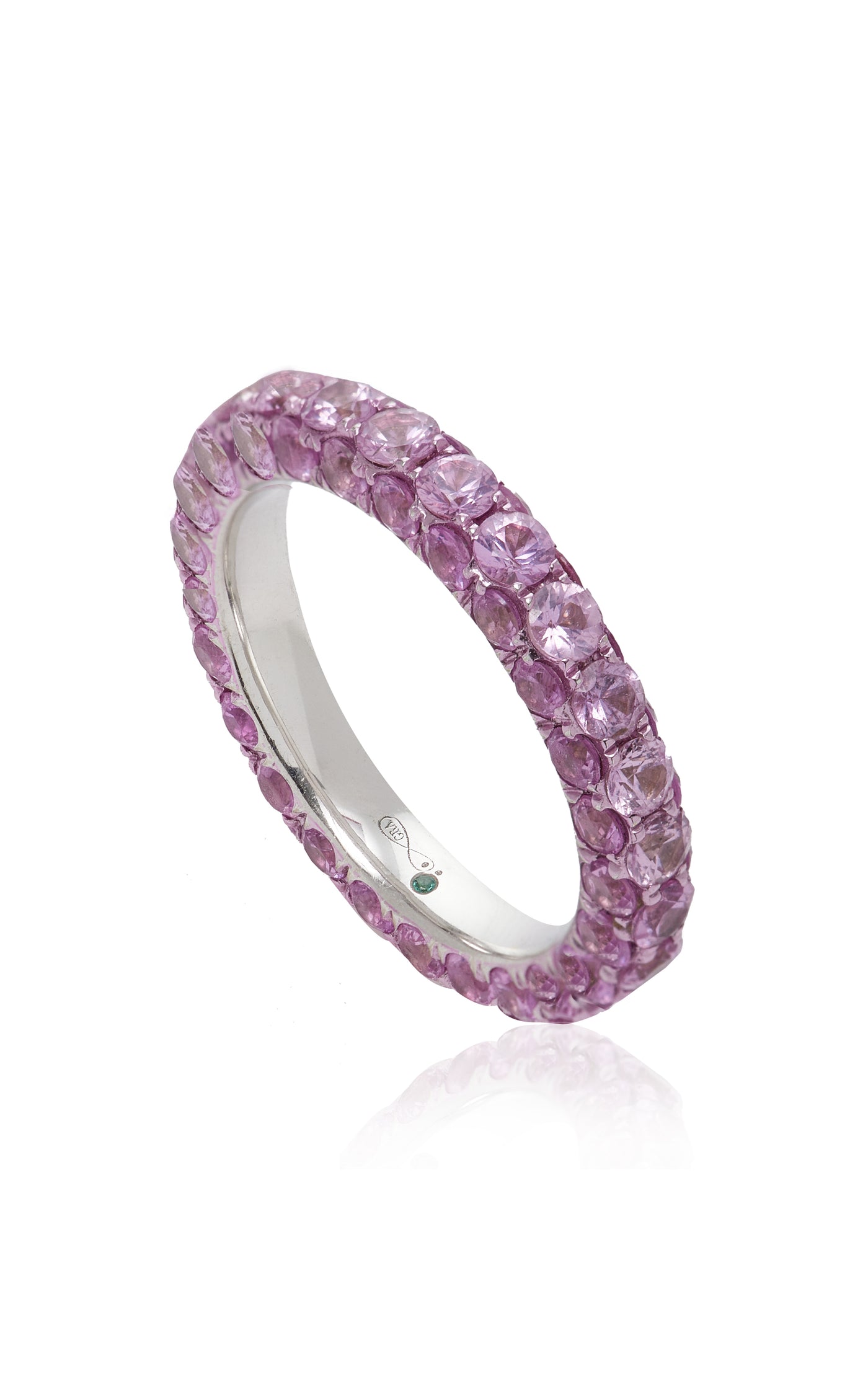 3 Sided Pink-Rhodium Sapphire Ring