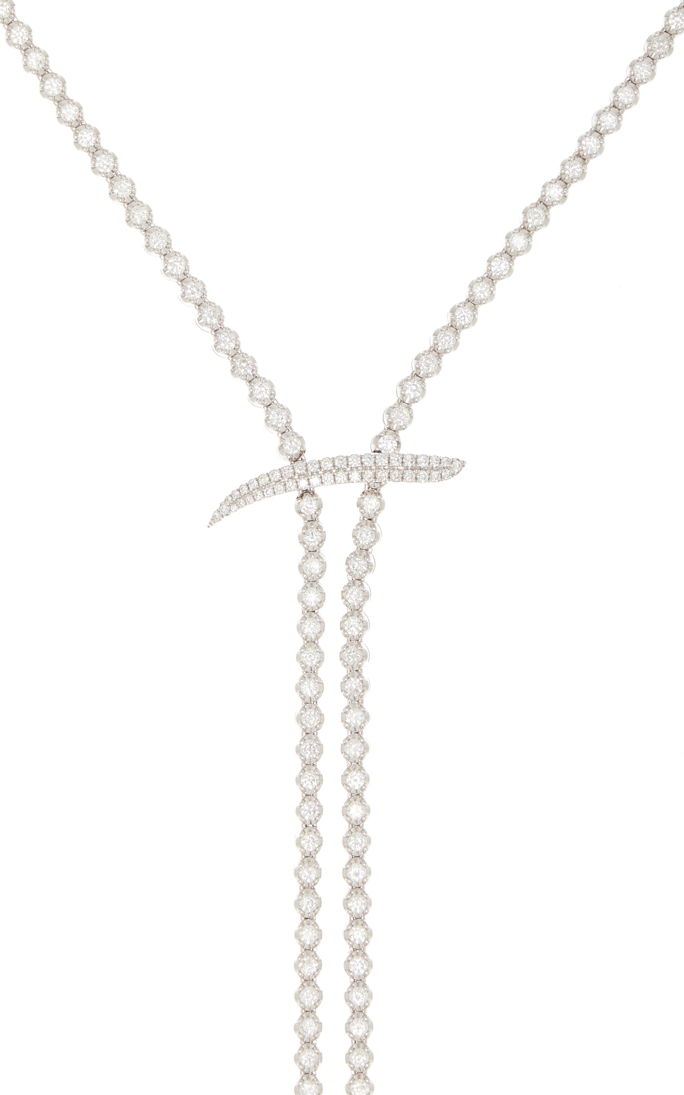 Mega Swirl 18K White Gold Diamond Lariat Necklace