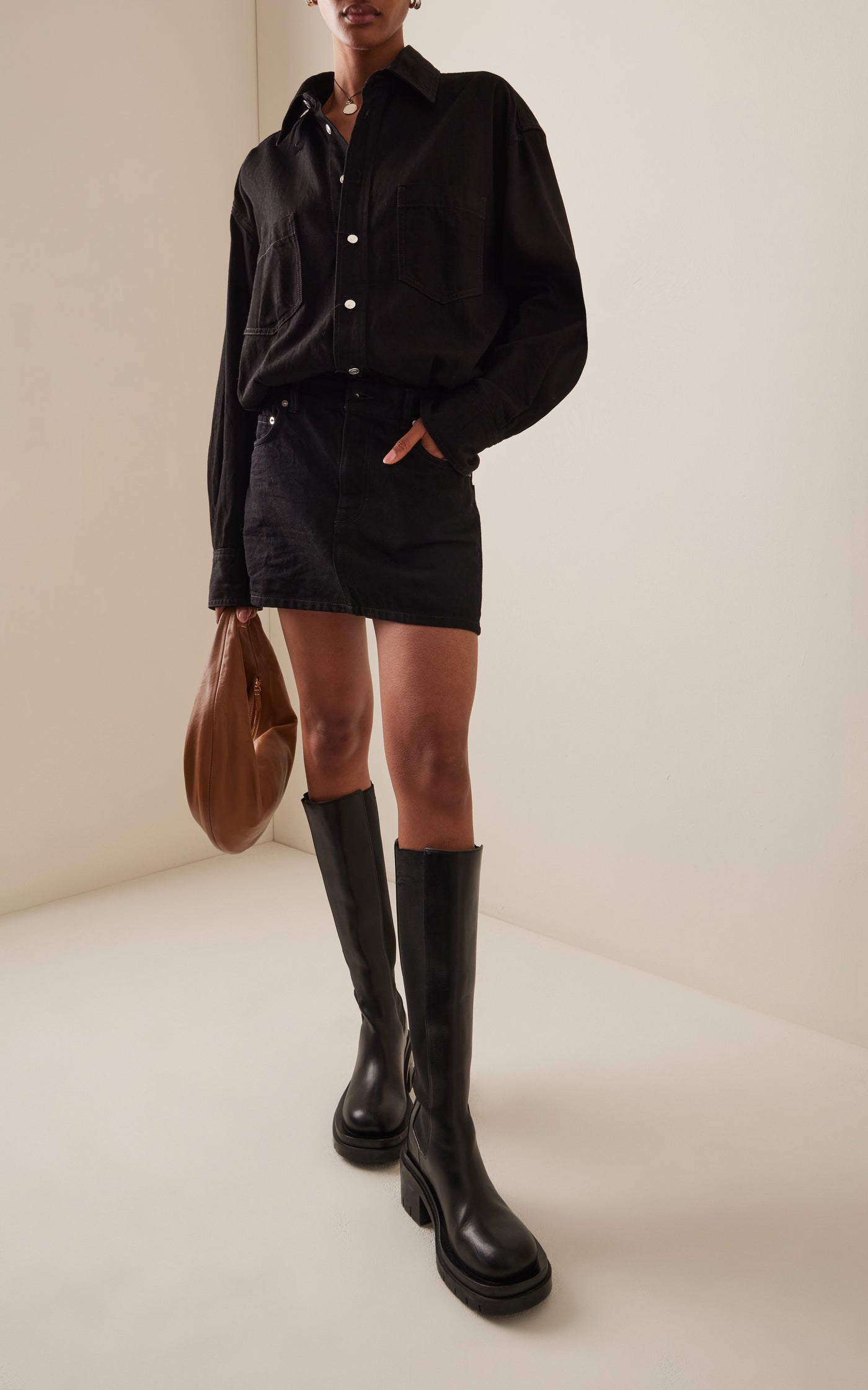Tatum Denim Shirt-Skirt Combo Mini Dress