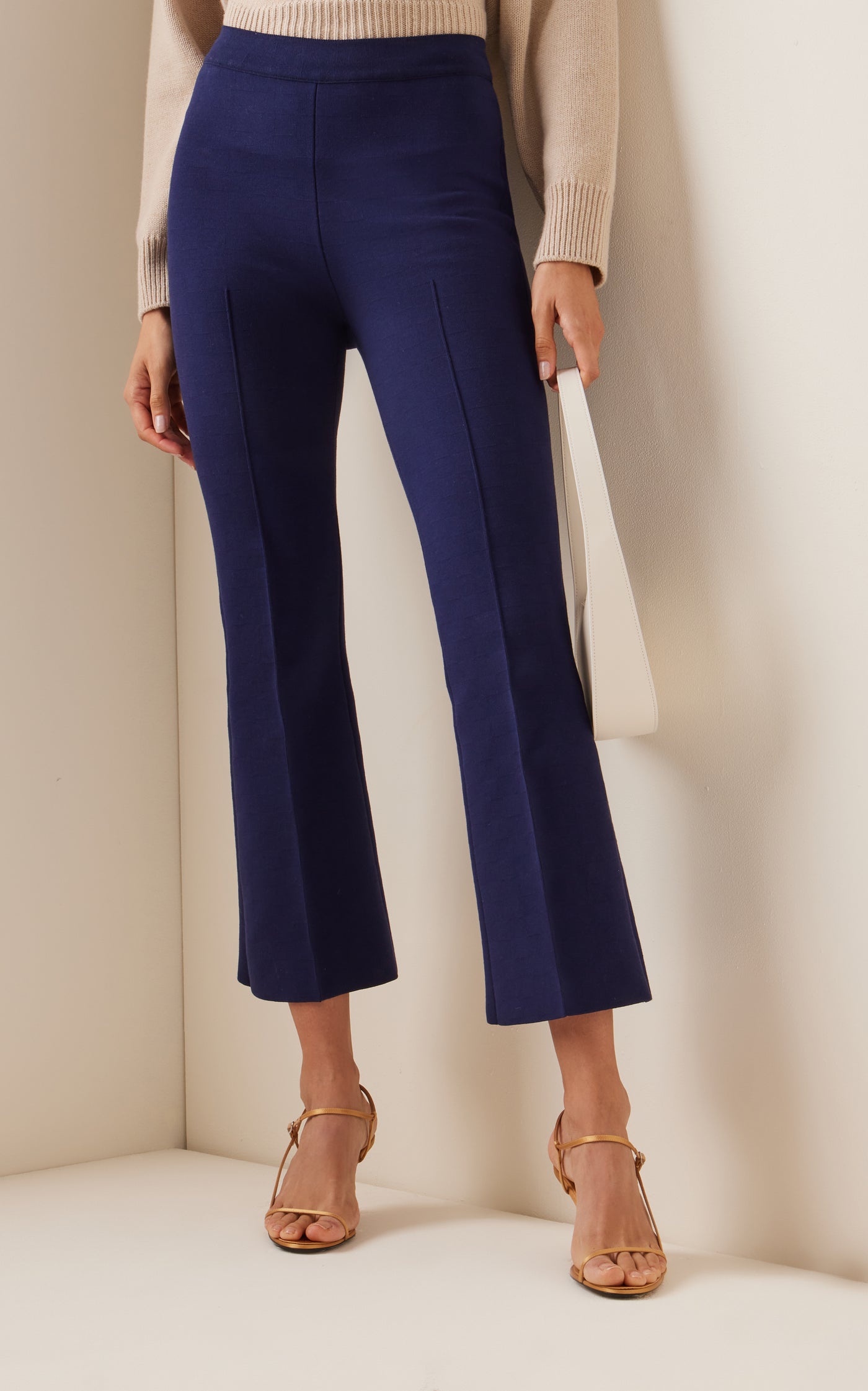 Kick Flared Stretch-Cotton Knit Pants