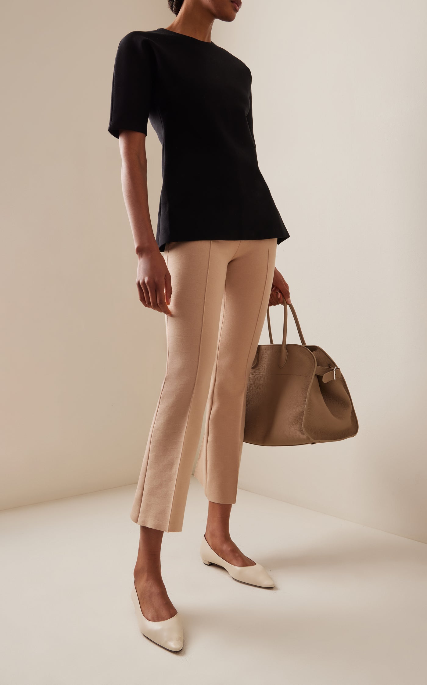 Kick Flared Stretch-Cotton Knit Pants