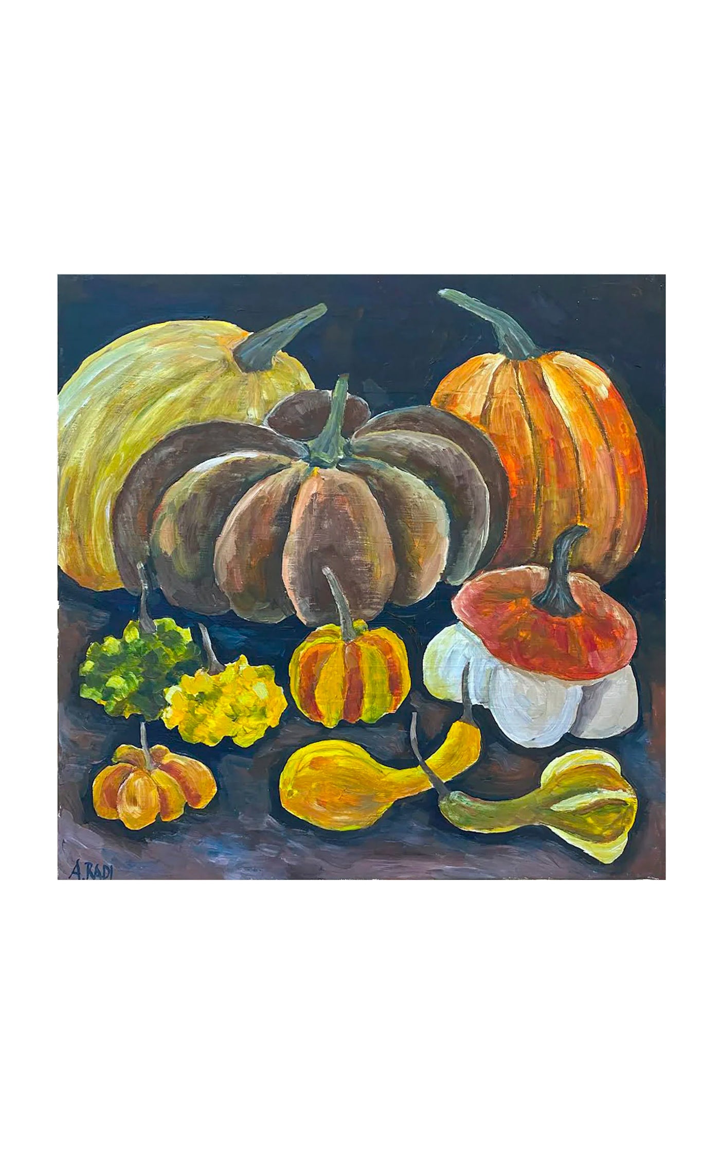 Zucche Assortite (Assorted Gourds) Oil Painting