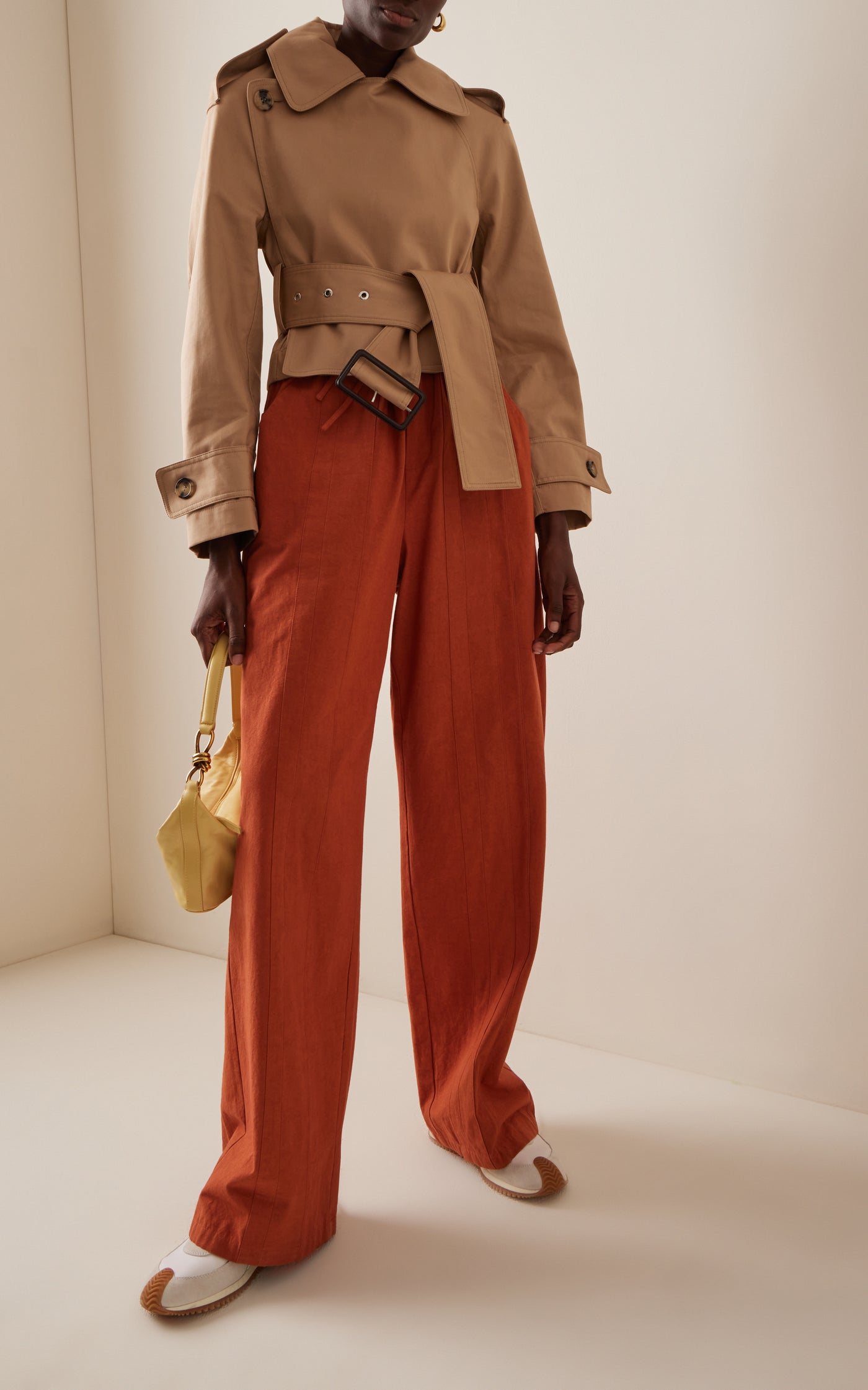 Cropped Cotton Trench Jacket