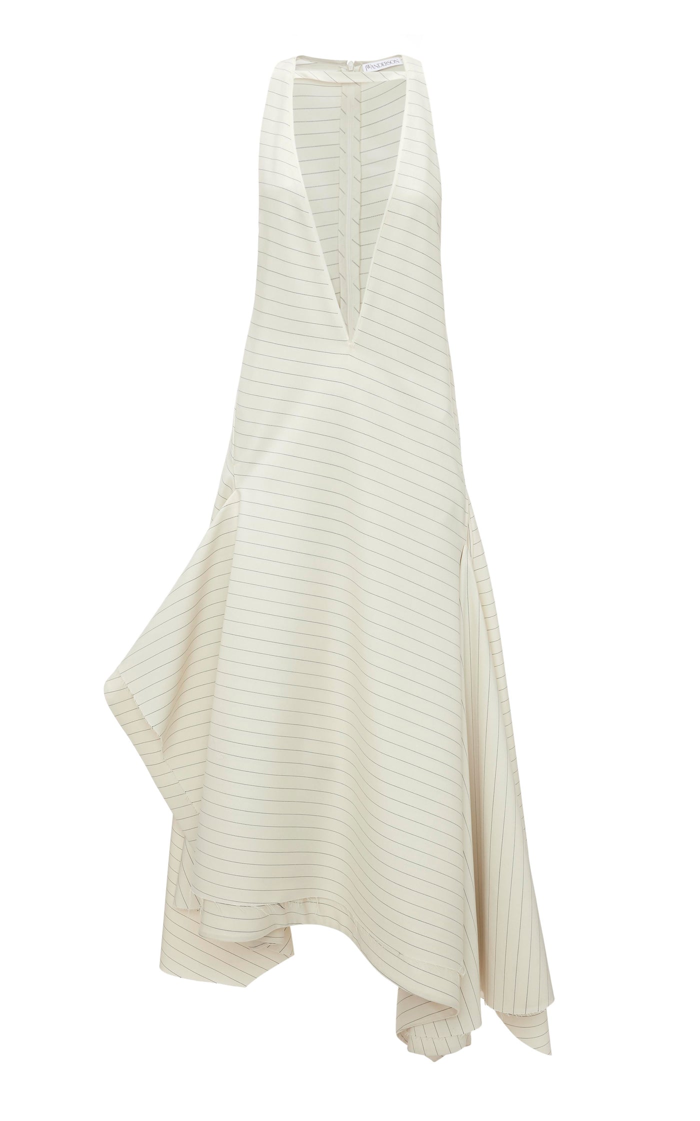 Plunged Asymmetric Wool-Blend Midi Dress