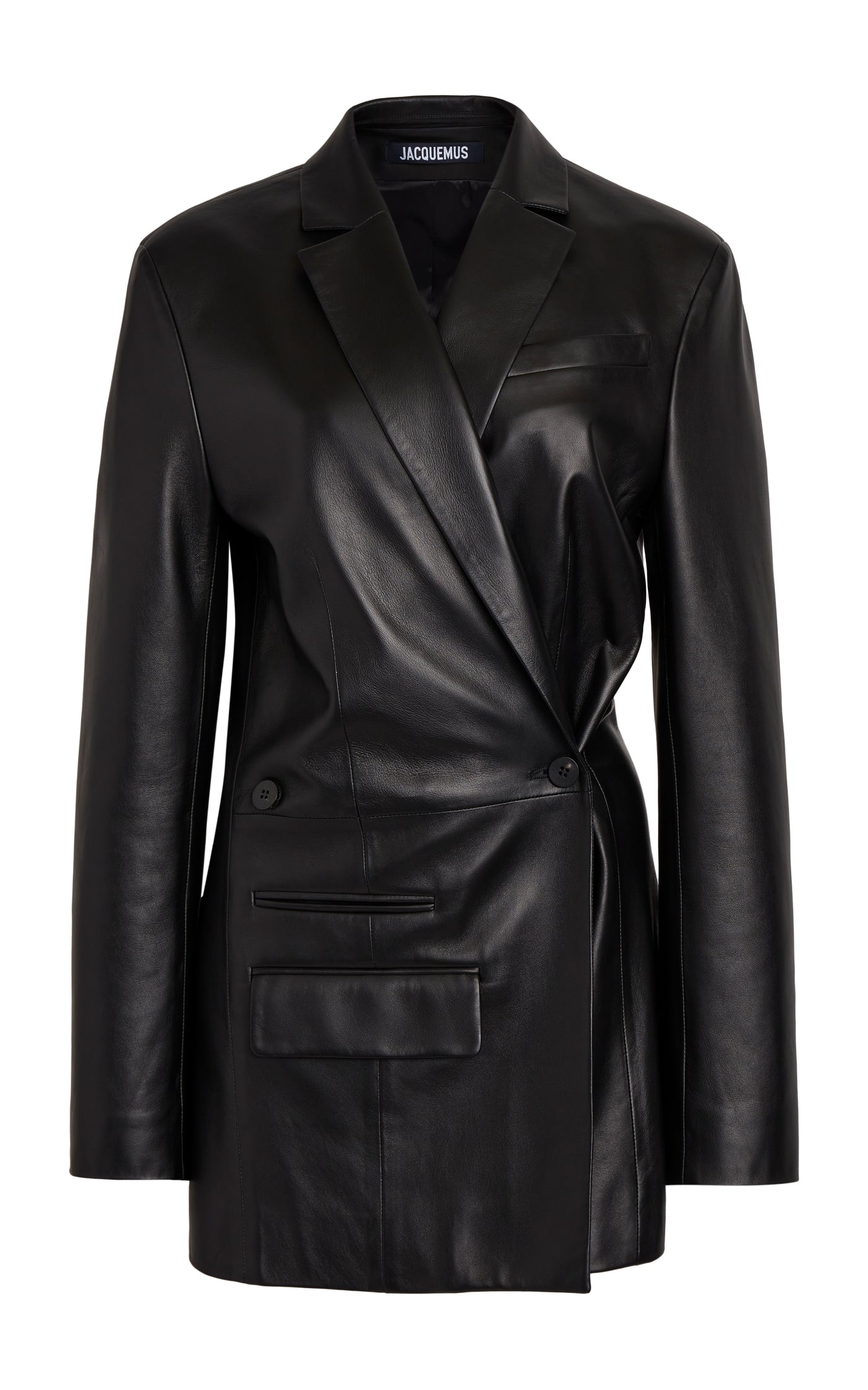 Double-Breasted Leather Blazer