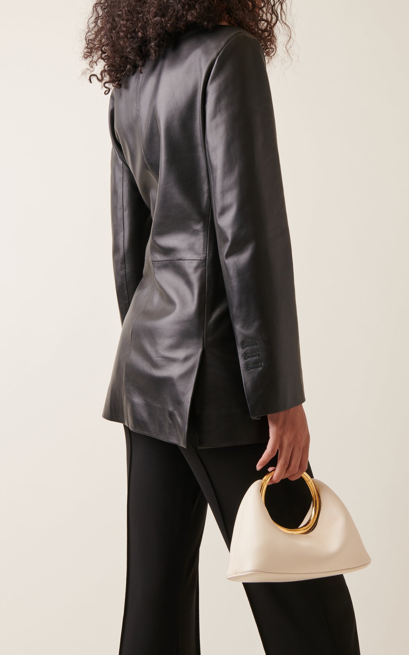Double-Breasted Leather Blazer