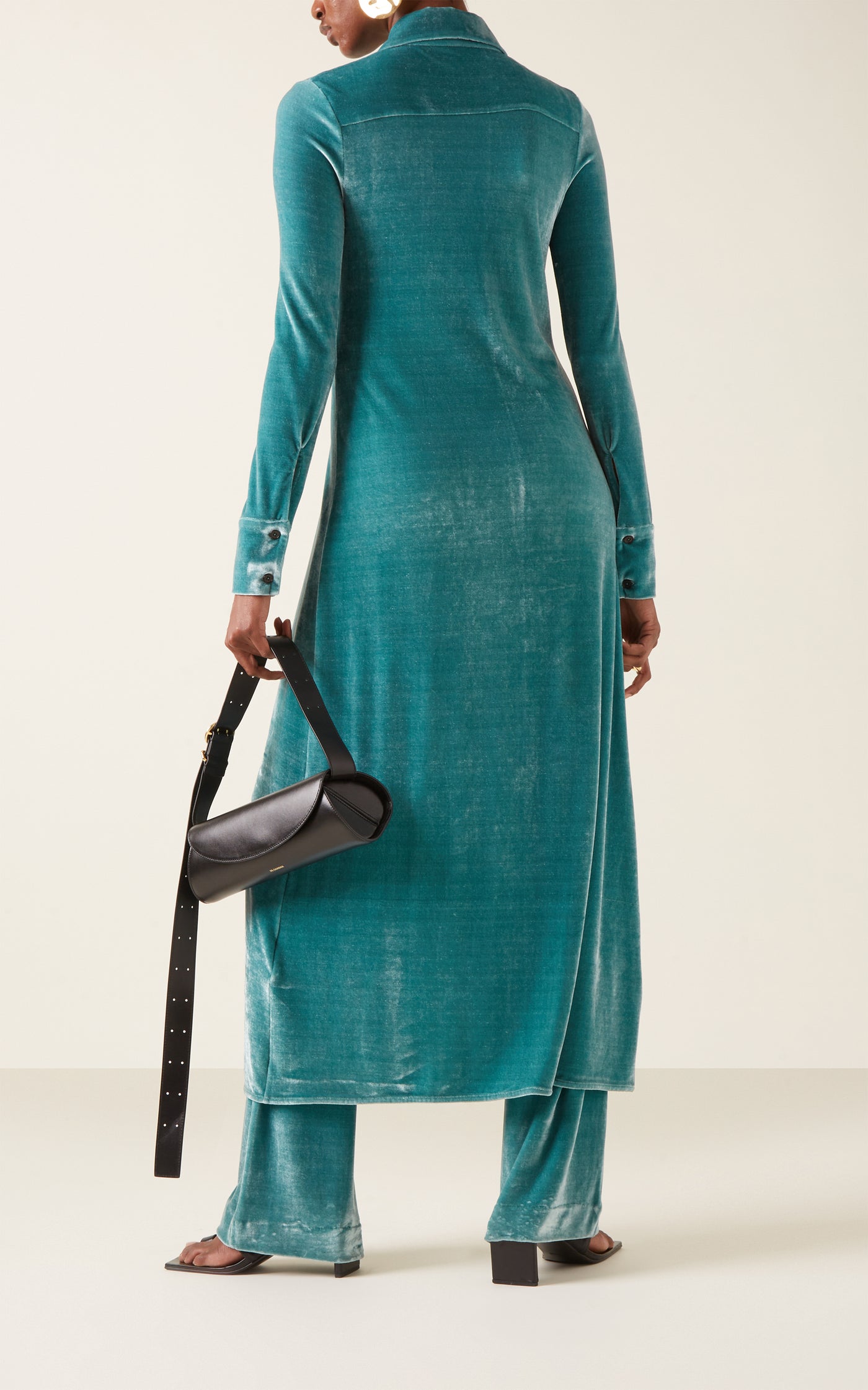 Velvet Maxi Shirt Dress