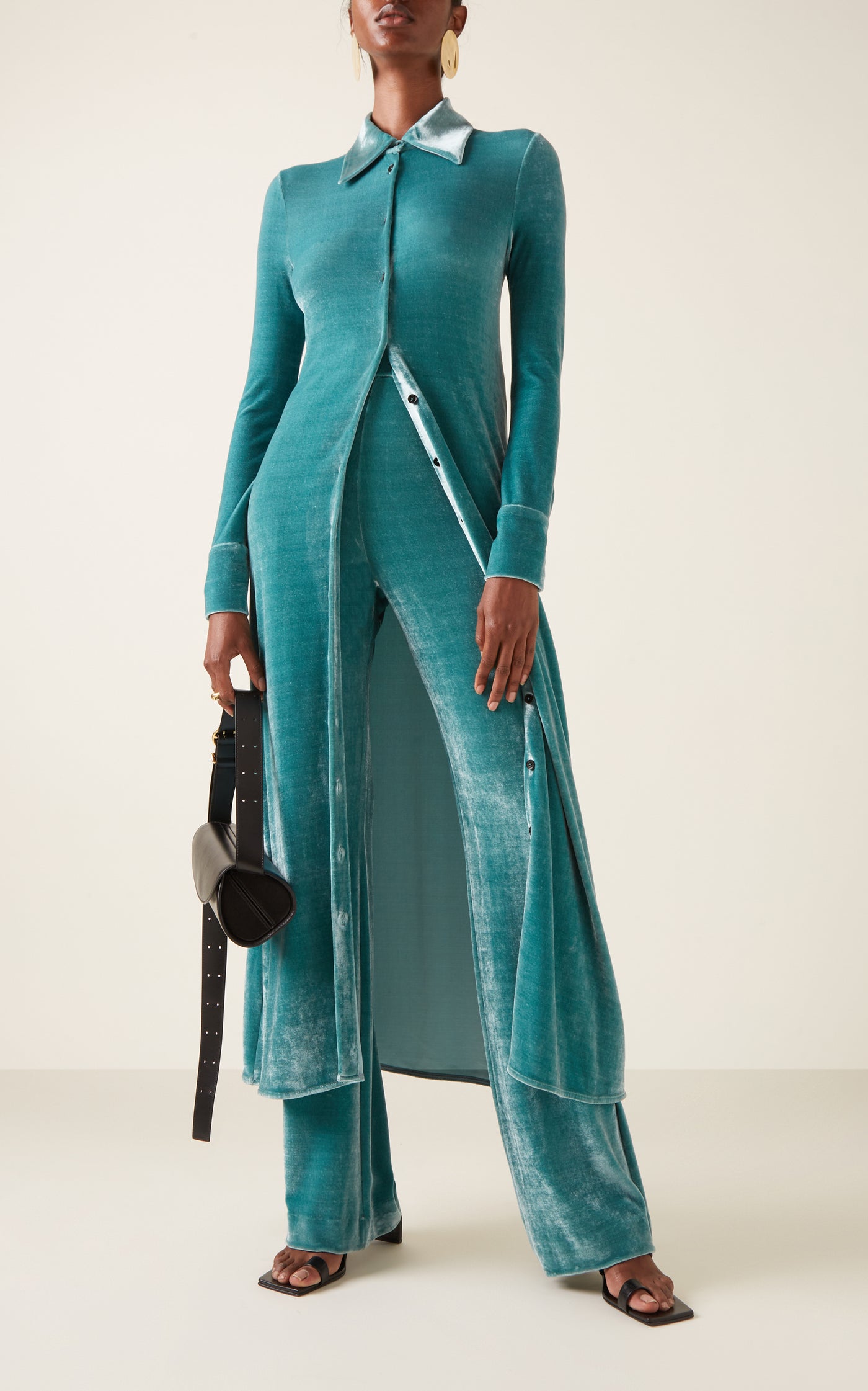 Velvet Maxi Shirt Dress