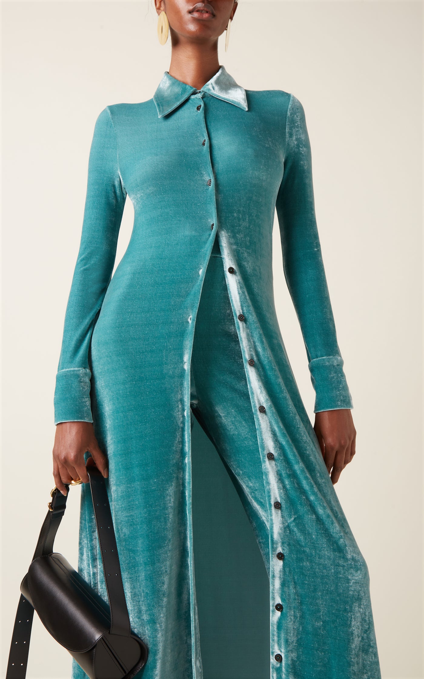 Velvet Maxi Shirt Dress