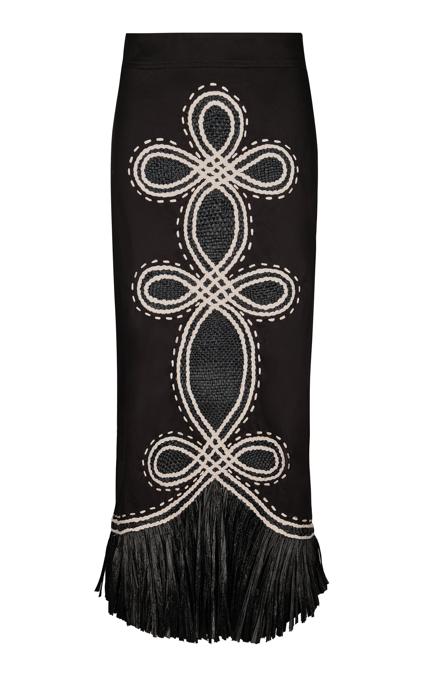 El Viejo Oeste Embroidered Cotton Midi Skirt