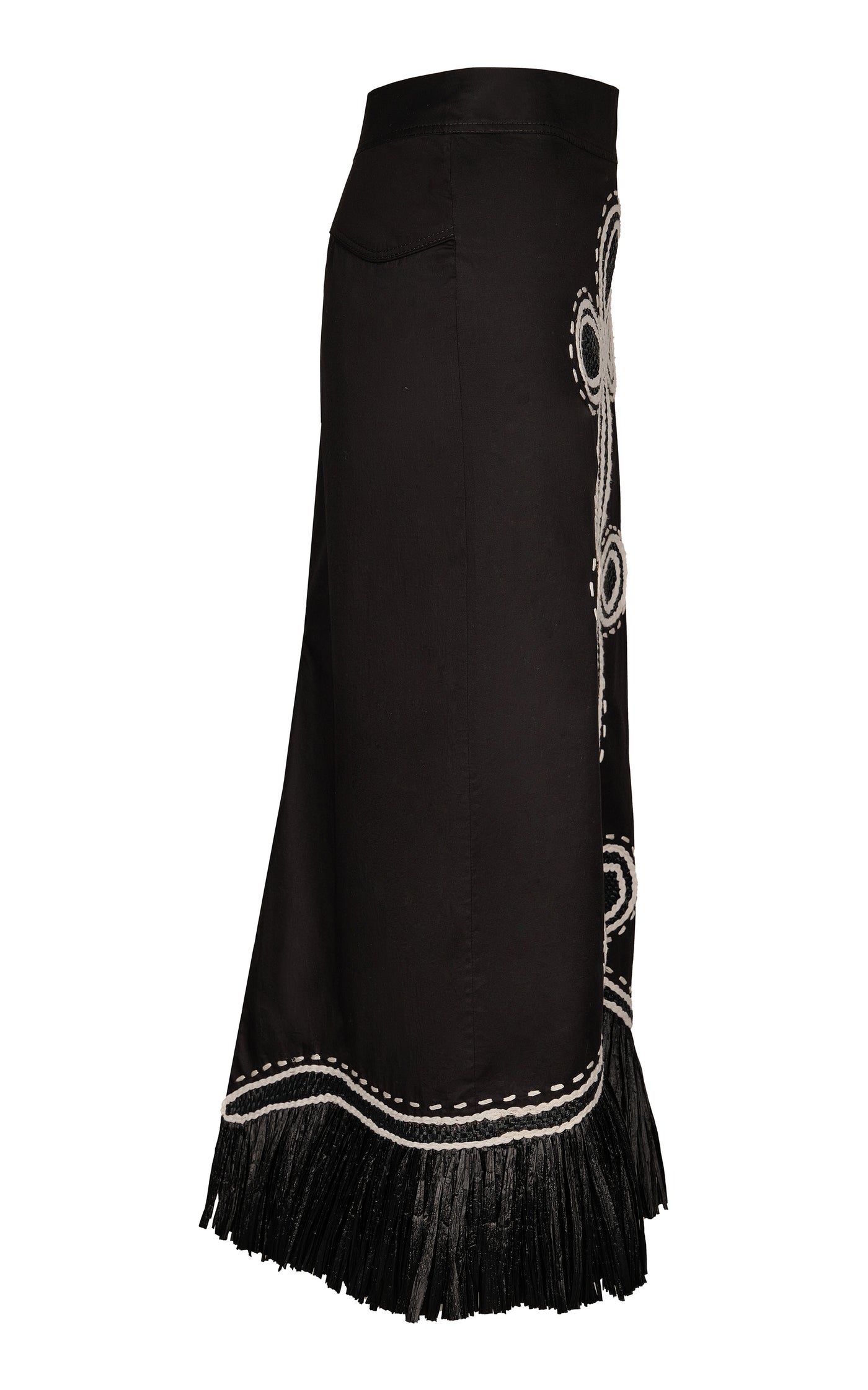 El Viejo Oeste Embroidered Cotton Midi Skirt