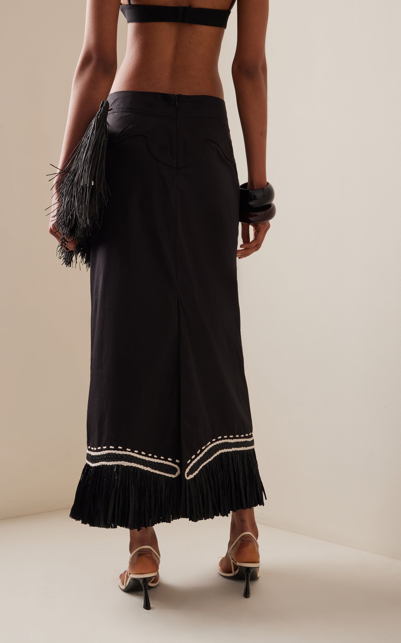 El Viejo Oeste Embroidered Cotton Midi Skirt