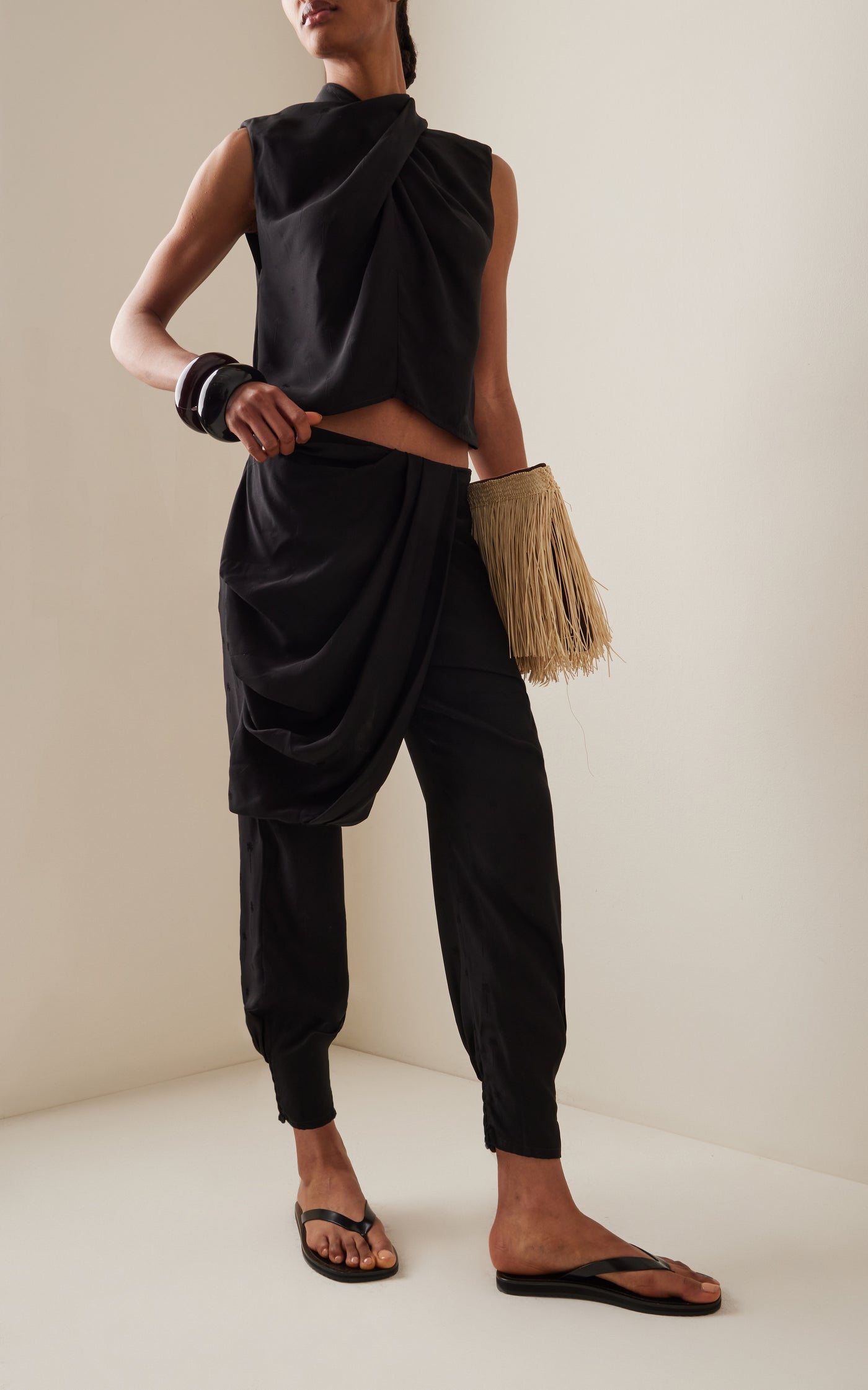 Wild West Woman Draped Silk Skinny Pants