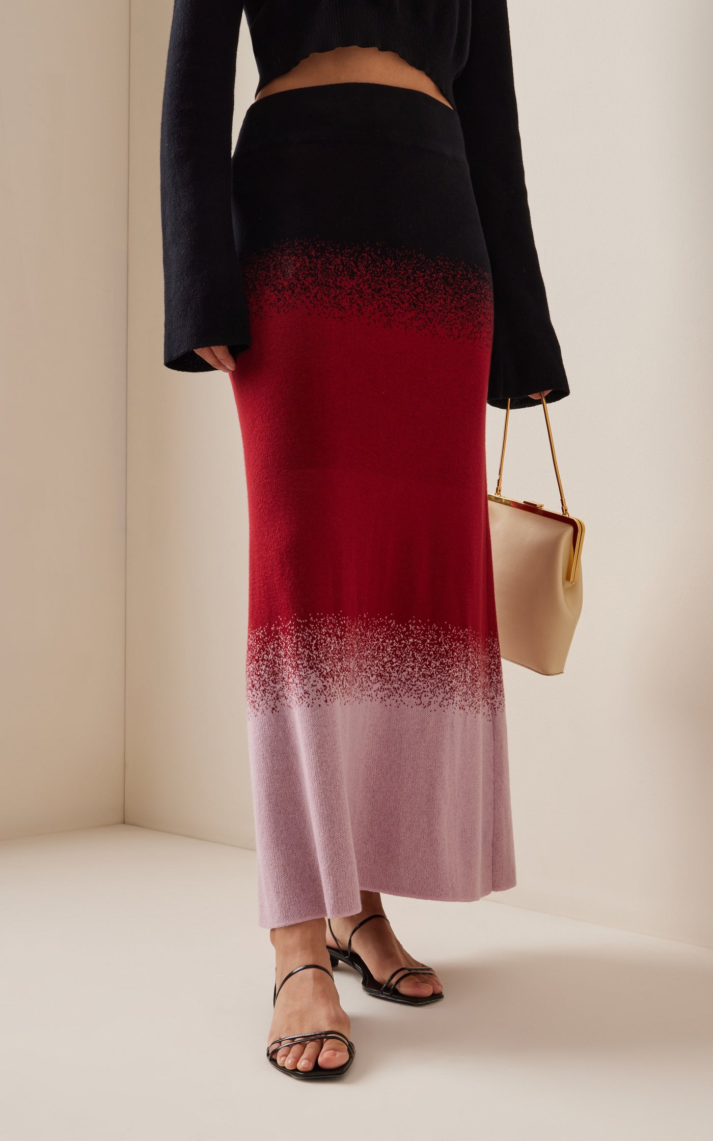 Color Scapes Knit Cotton Midi Skirt