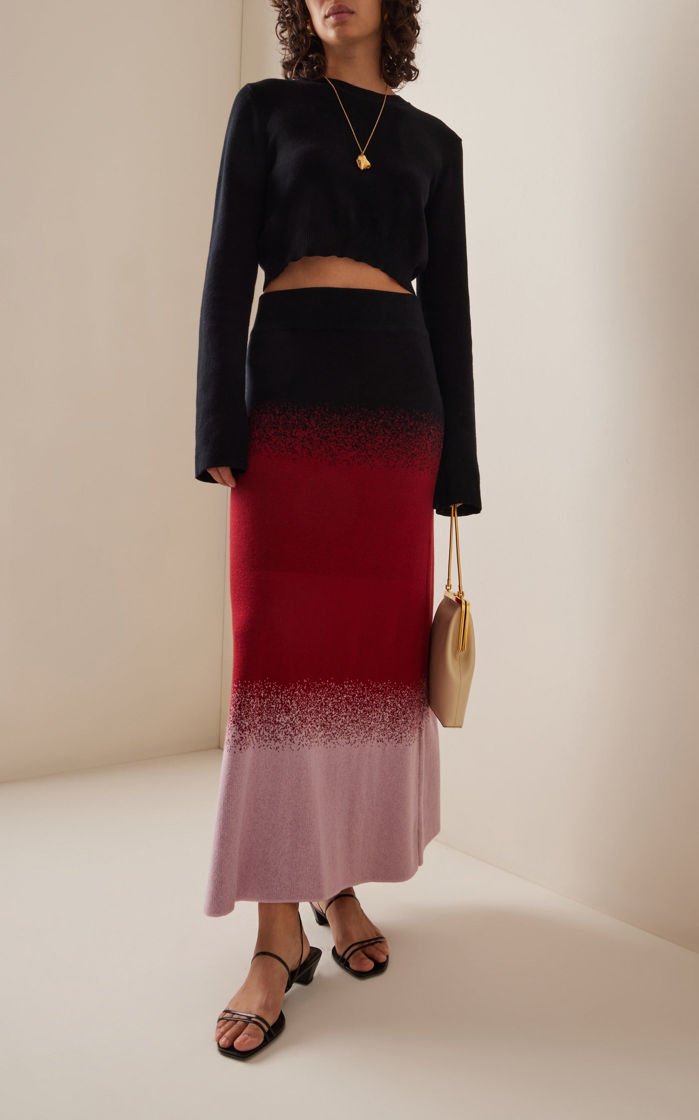 Color Scapes Knit Cotton Midi Skirt