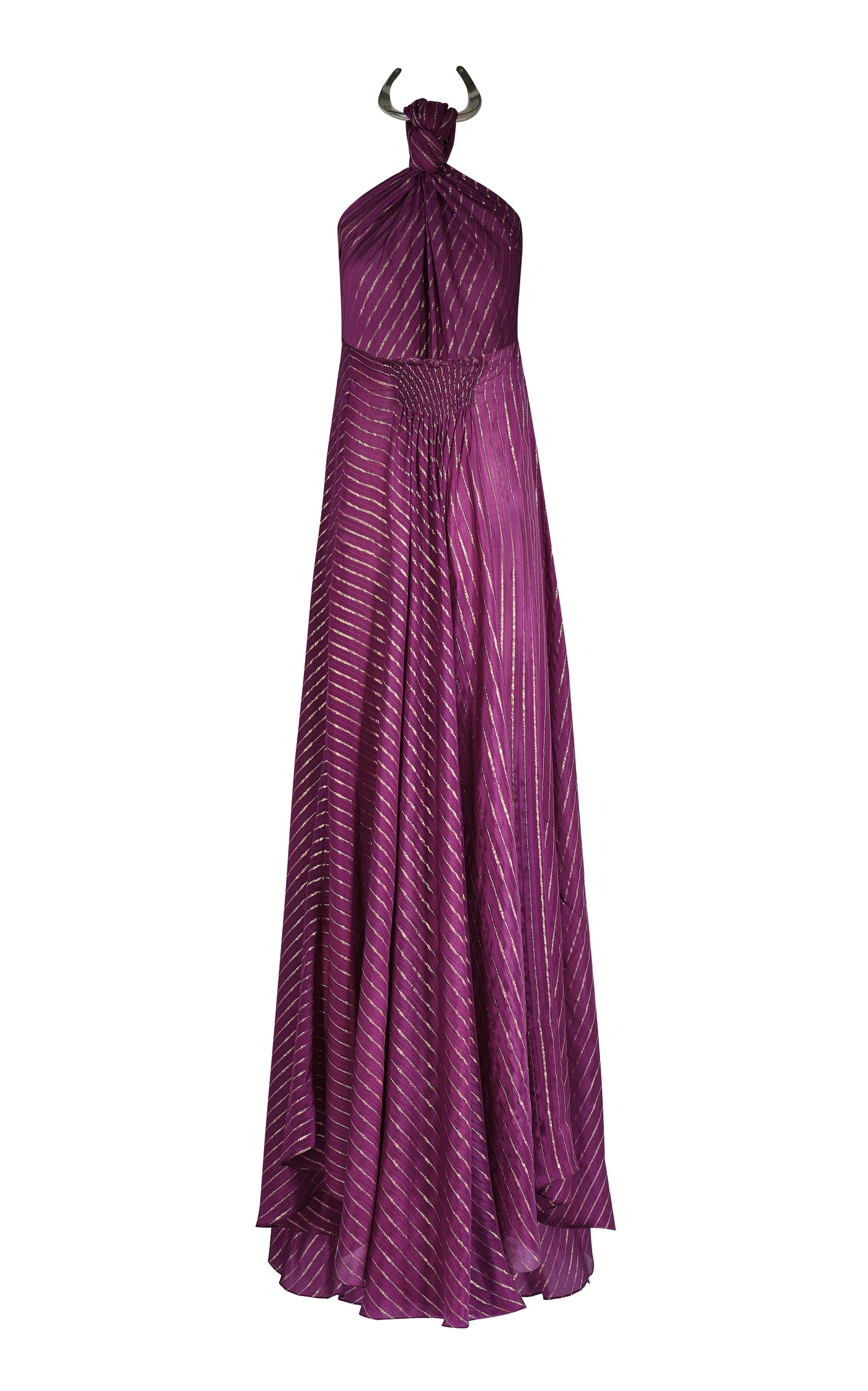 Majestic Power Metallic Silk Maxi Dress