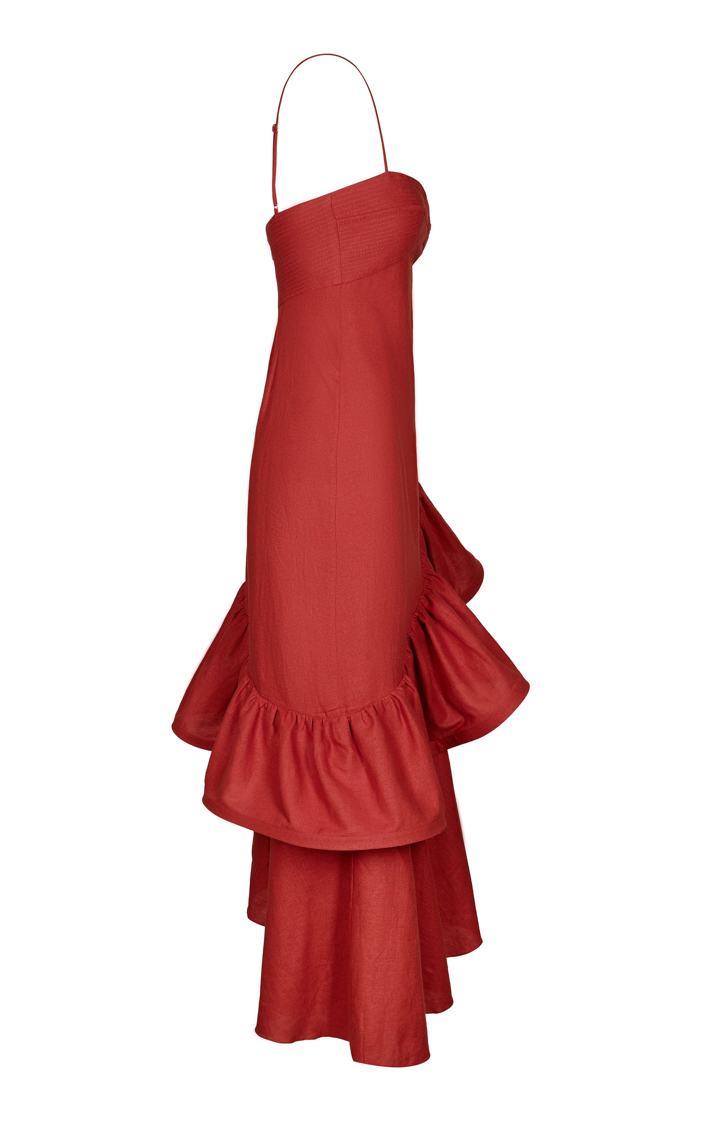 Acércate Más Ruffled Linen-Blend Midi Dress