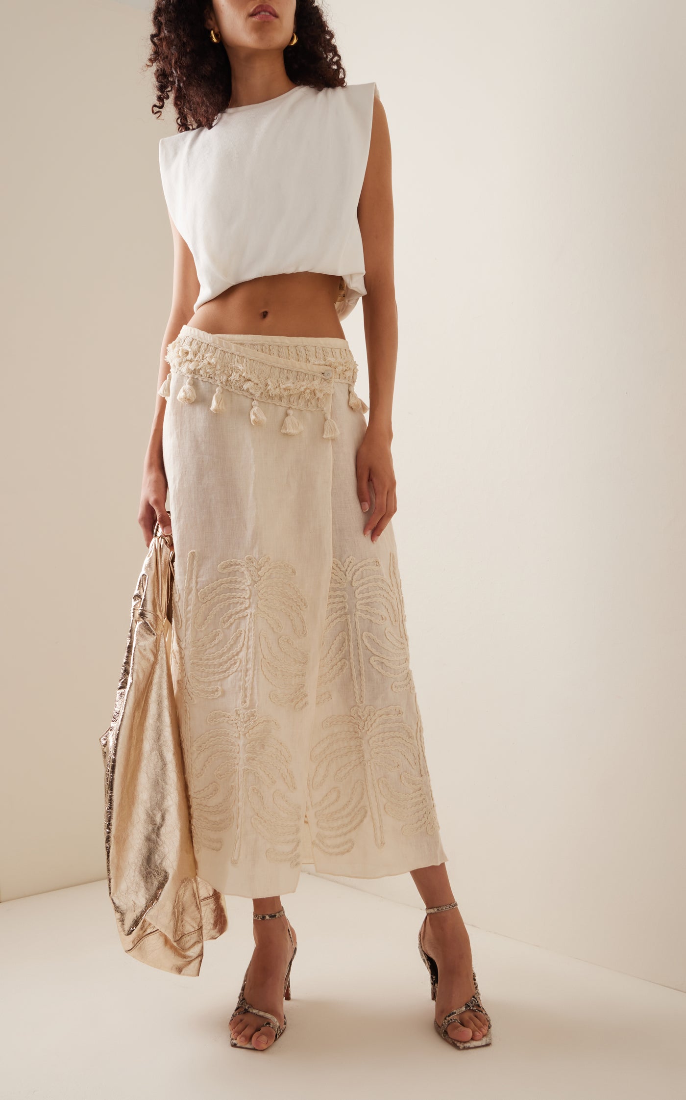 Tansania Sun Embroidered Midi Wrap Skirt