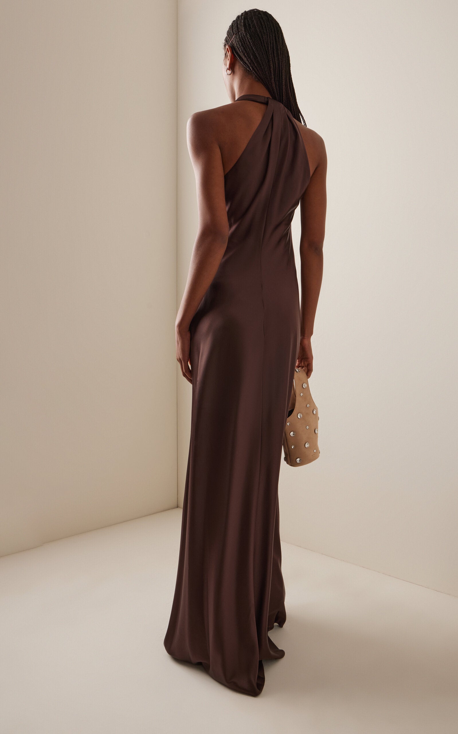 Ava Satin Gown - brown