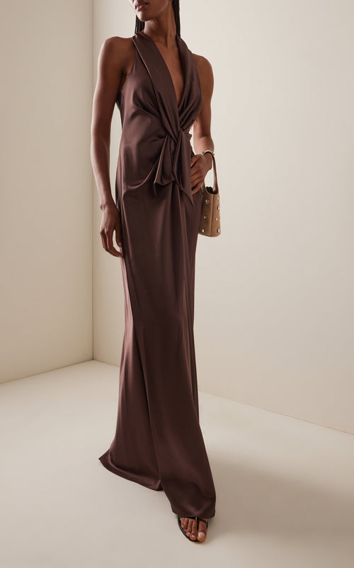 Ava Satin Gown - brown