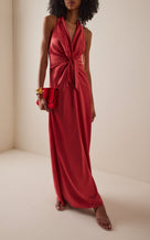 Ava Satin Gown - coral