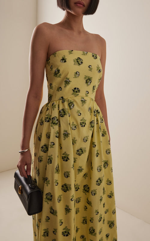 Audrey Floral Gown - lime green