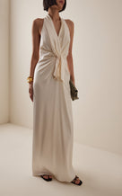 Ava Satin Gown - white