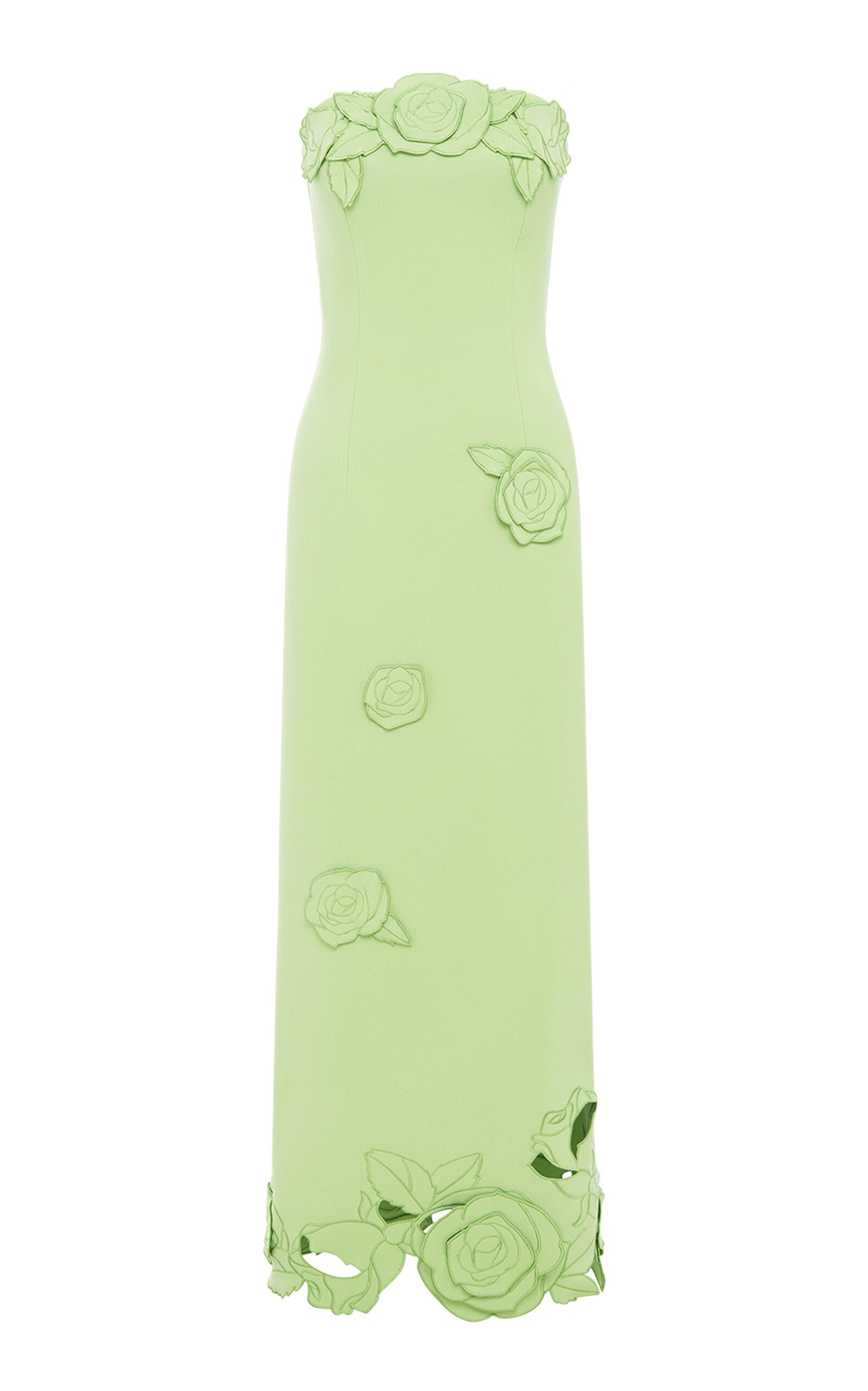 Rayna Floral-Appliquéd Crepe Maxi Dress - green