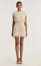 SpecialOrder-Pearl-Fringed Mini Dress - ivory