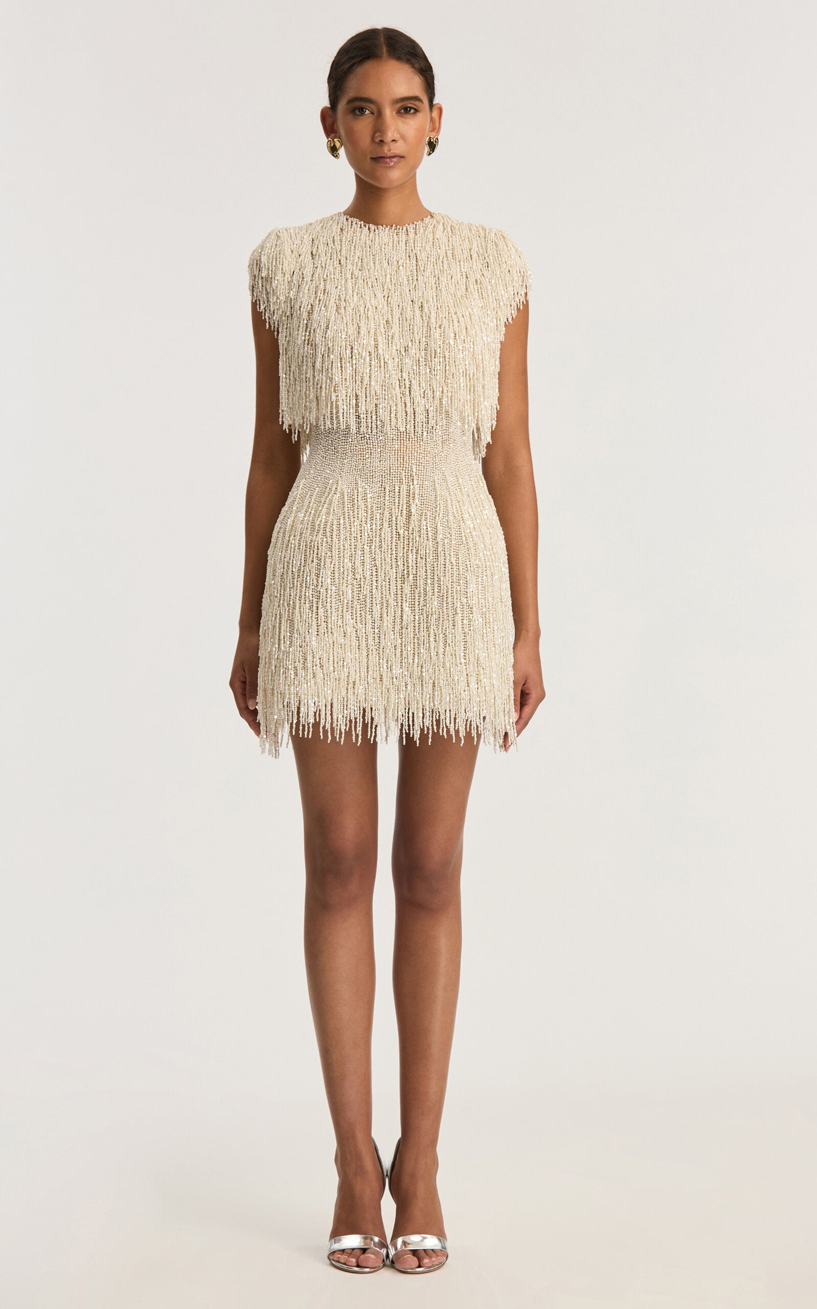 SpecialOrder-Pearl-Fringed Mini Dress - ivory
