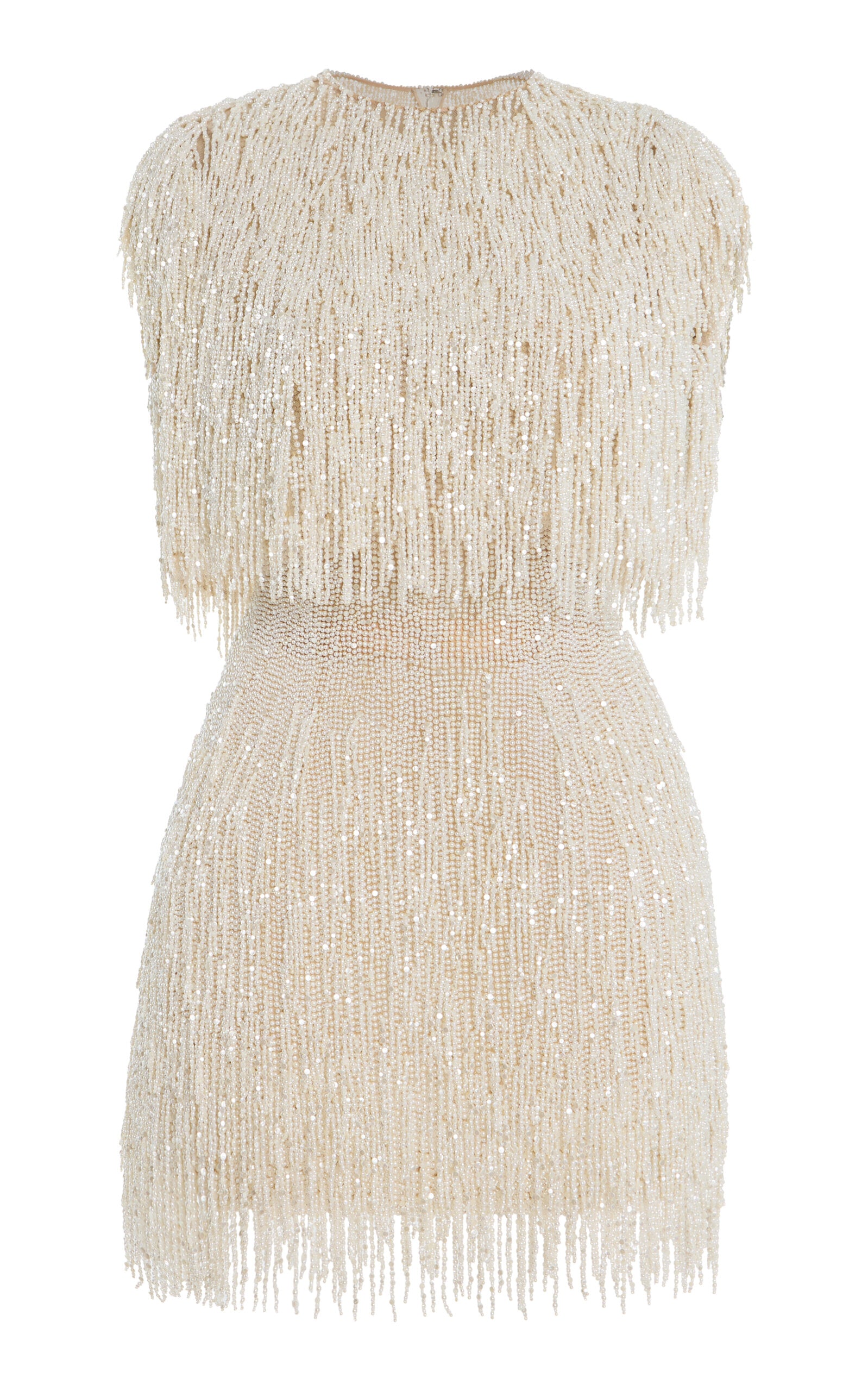 SpecialOrder-Pearl-Fringed Mini Dress - ivory