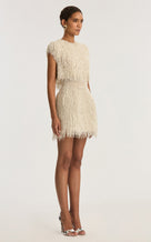 SpecialOrder-Pearl-Fringed Mini Dress - ivory
