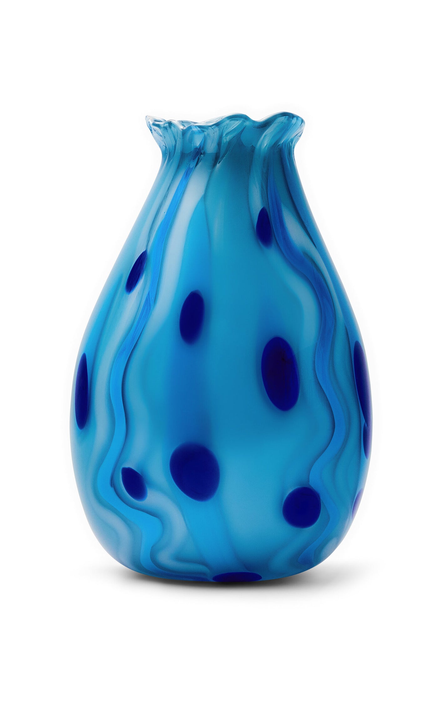 Exclusive Sky Blue Vase With Royal Blue Spots, Powder White And Cornflower Blue Strokes