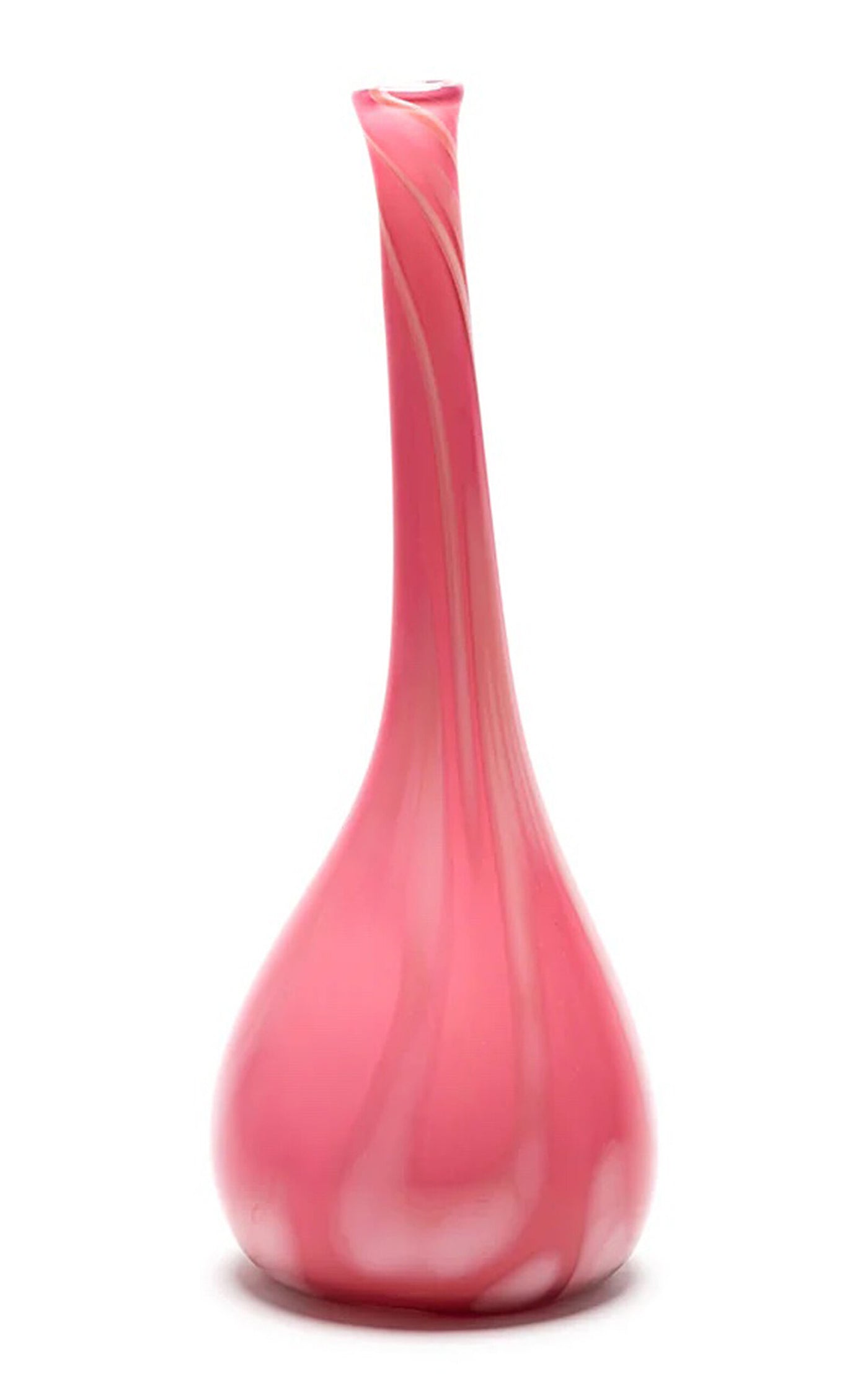 Exclusive Bubblegum Pink Drop Neck Vase With Coral And White Strokes