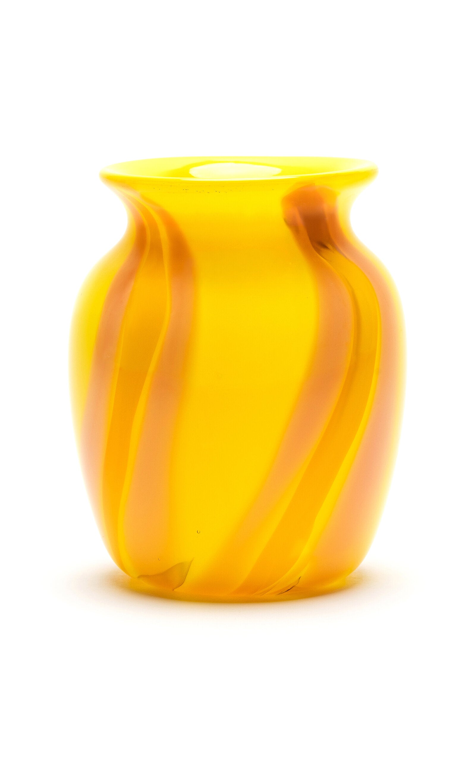 Exclusive Yellow Vase With Coral And Yellow Stripes - yellow