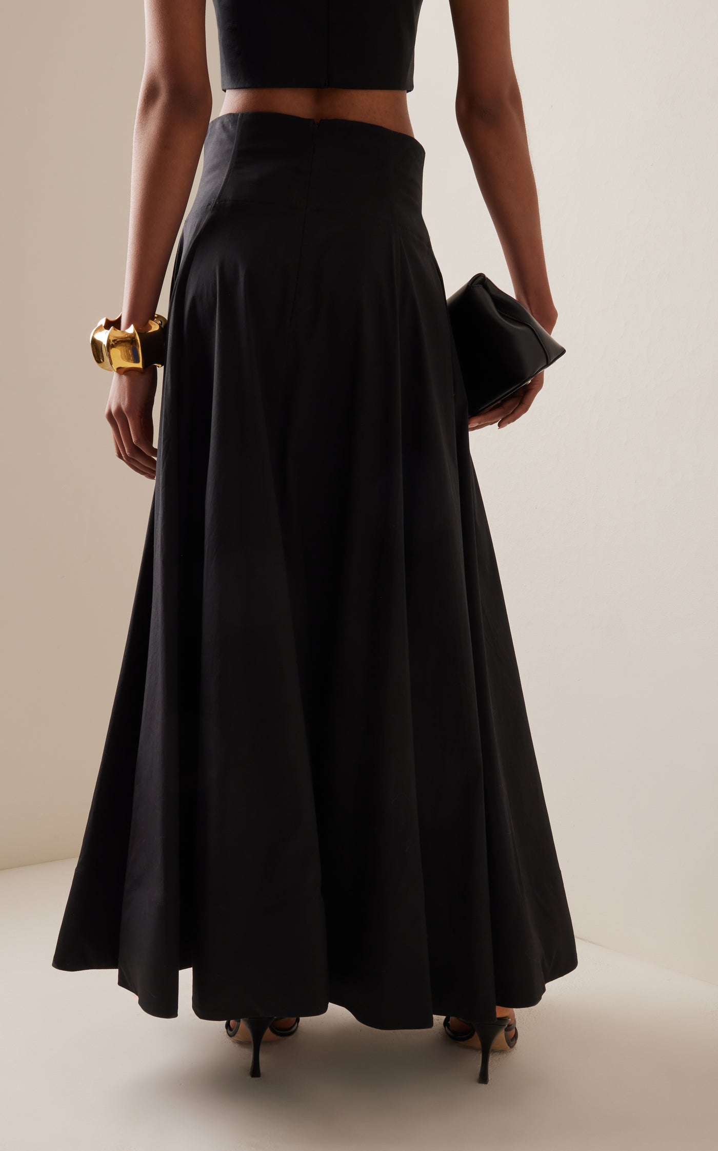 High-Waisted Cotton Poplin Full Maxi Skirt