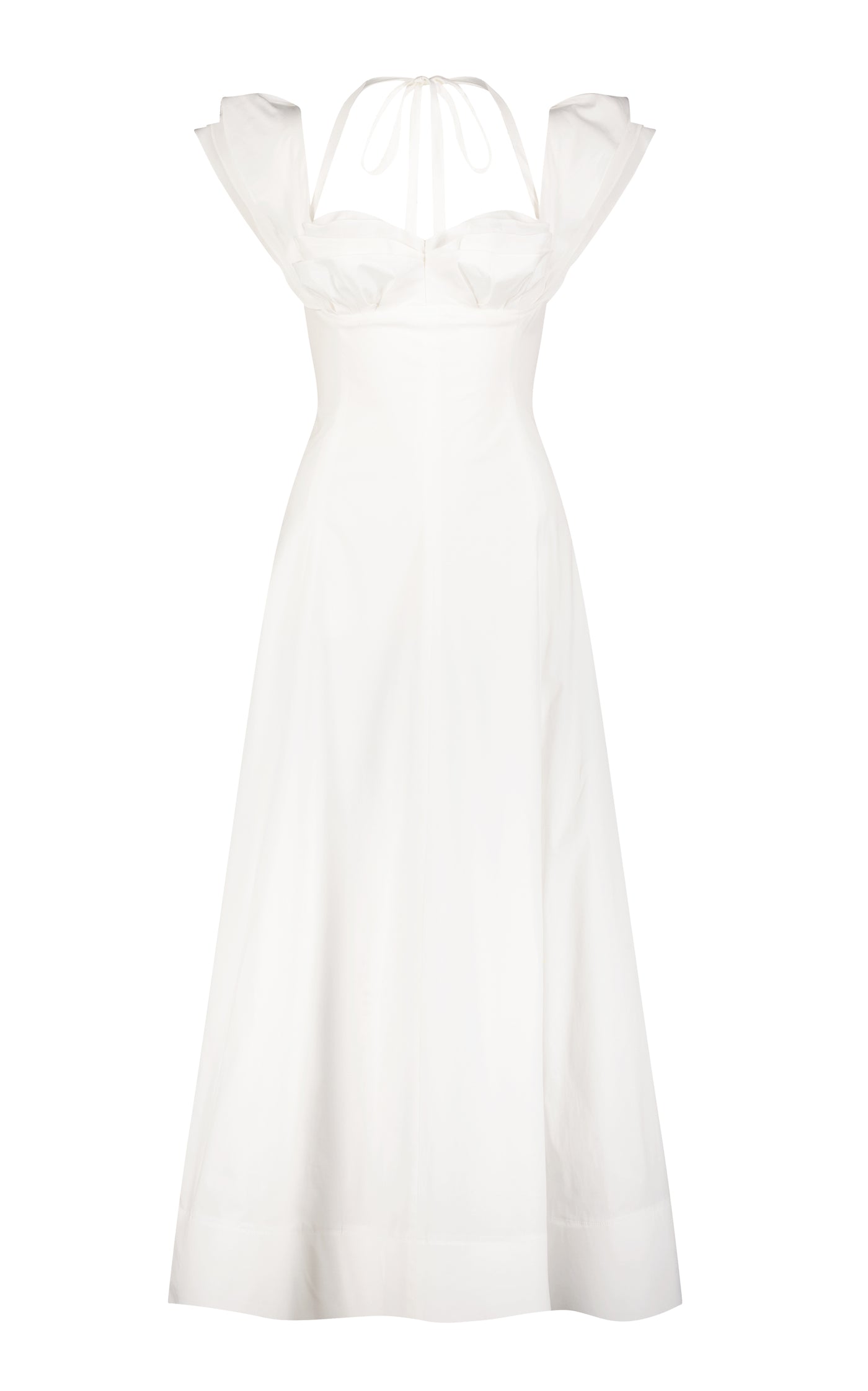 Petal-Detailed Cotton-Poplin Midi Dress