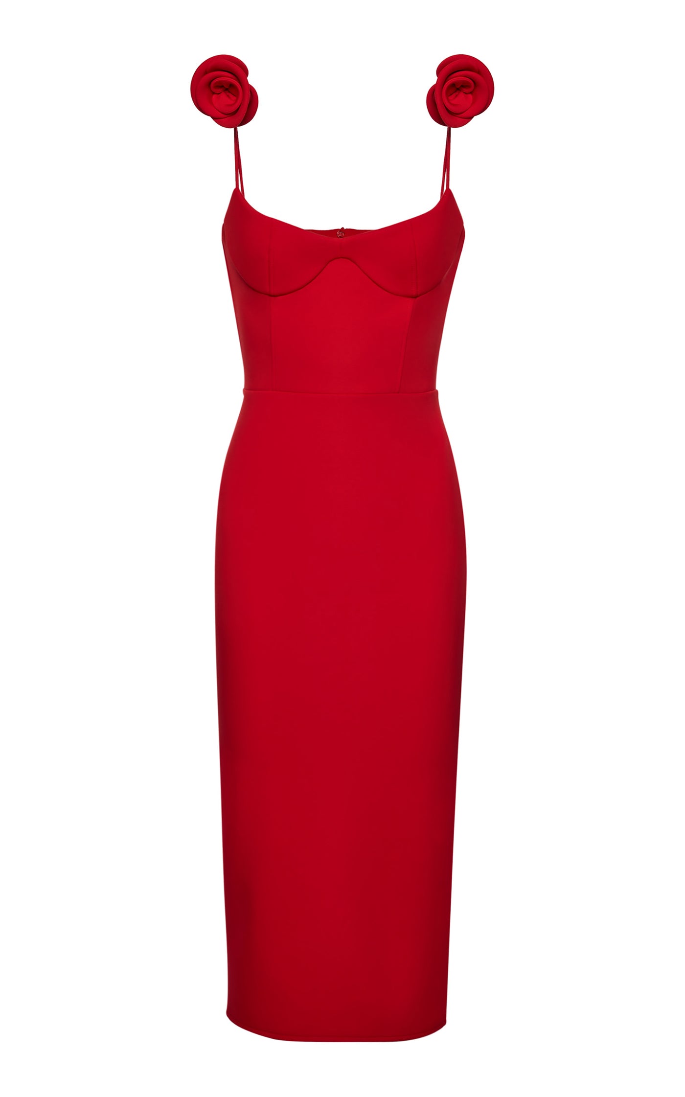 Rose-Detailed Midi Dress