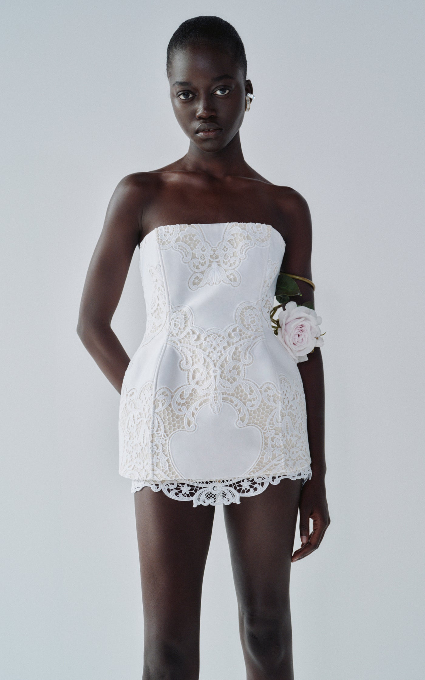 Embroidered Cotton Lace Corset Top