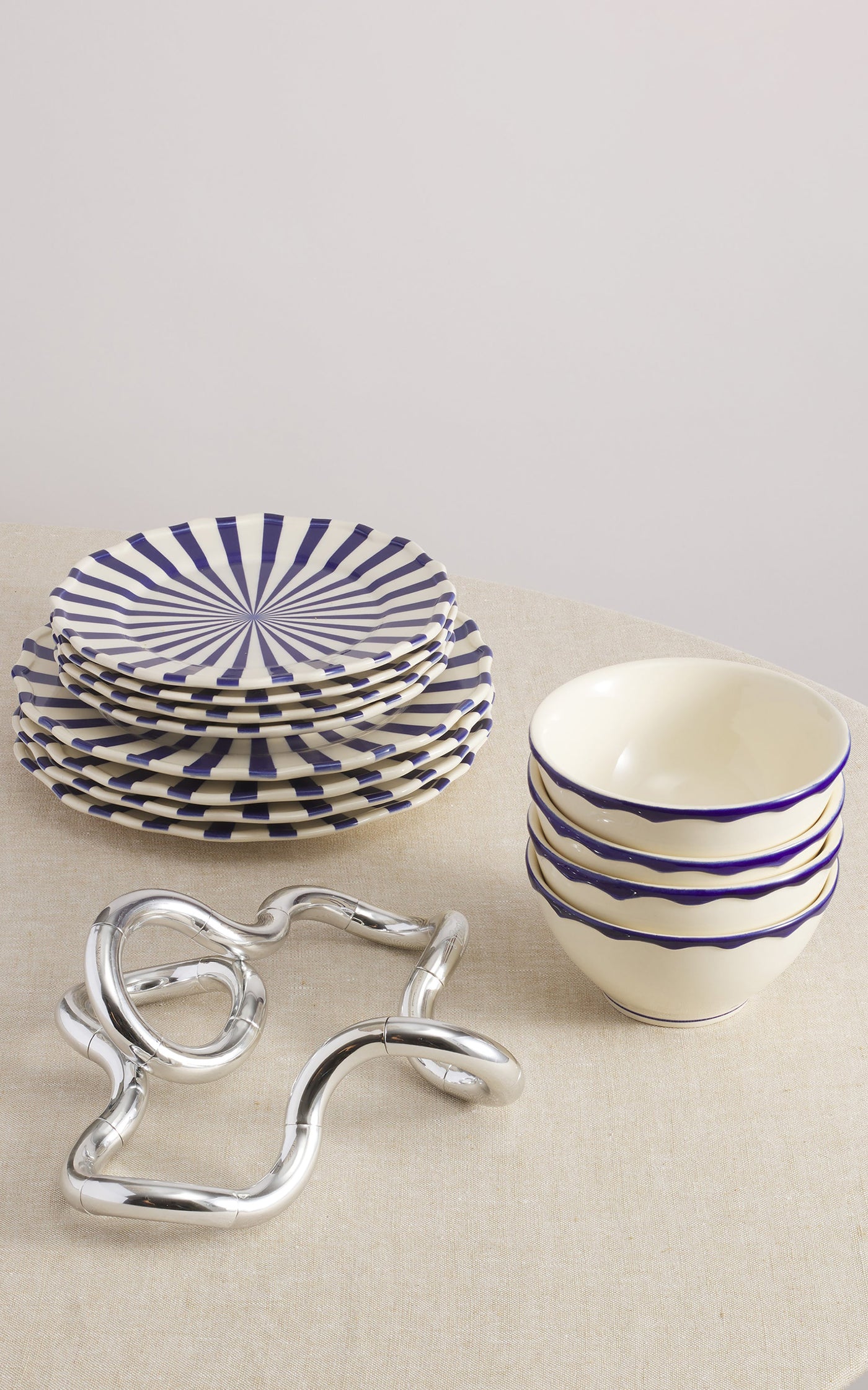 Mafalda Set-Of-Twelve Hand-Painted Ceramic Dinner Set