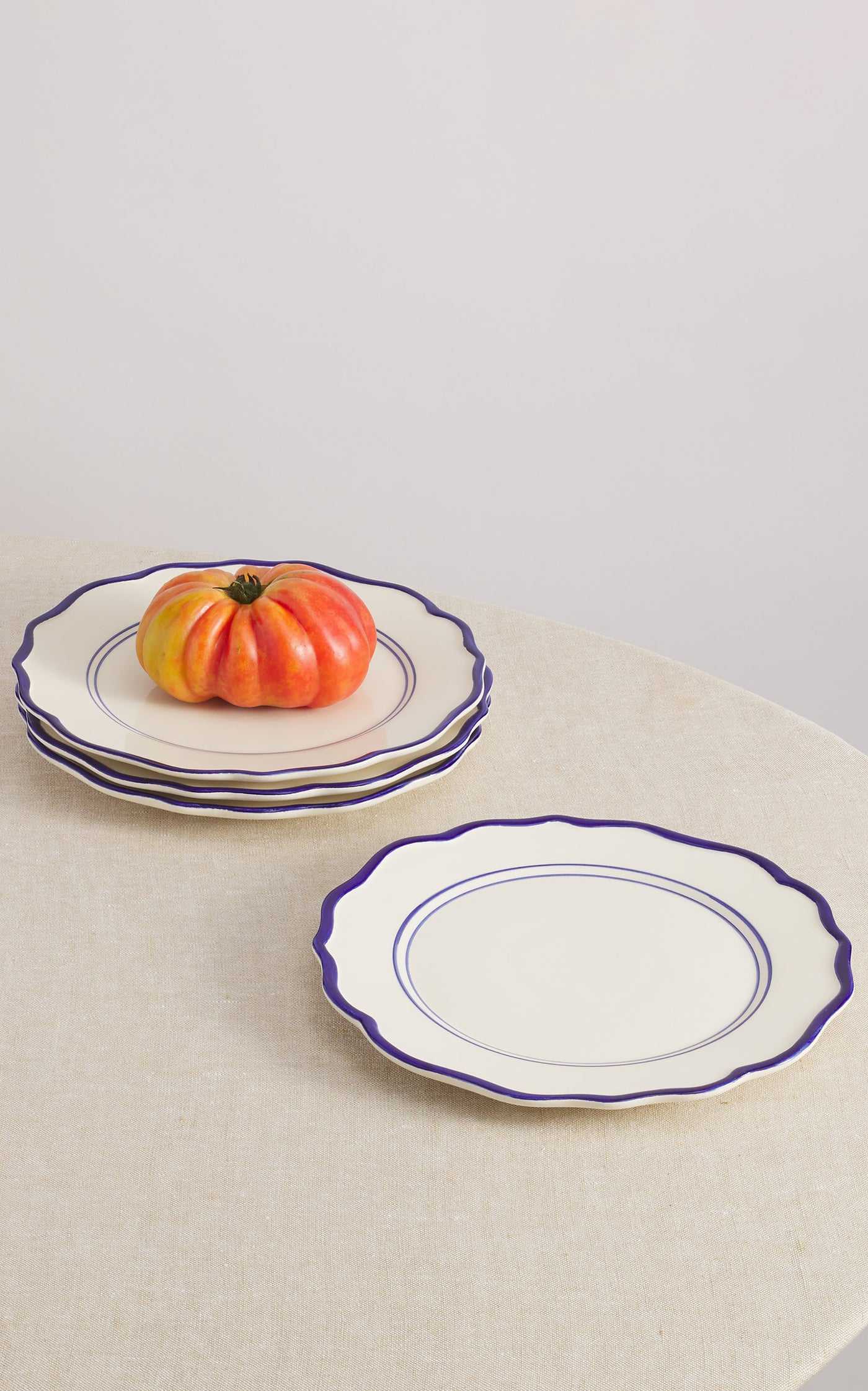 Set-Of-Twelve Hand-Painted Mixed Ceramic Dinner Set