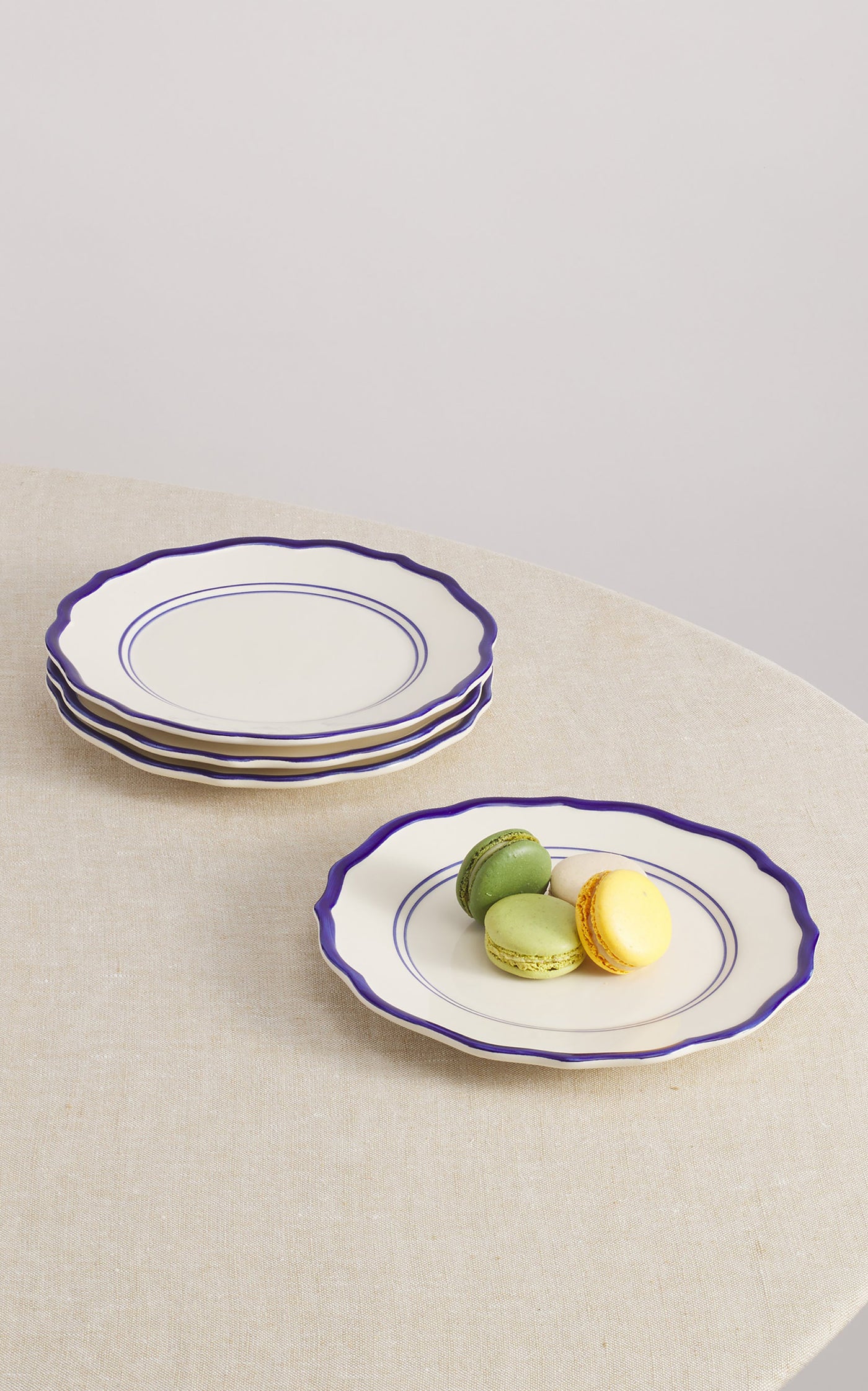 Set-Of-Twelve Hand-Painted Mixed Ceramic Dinner Set