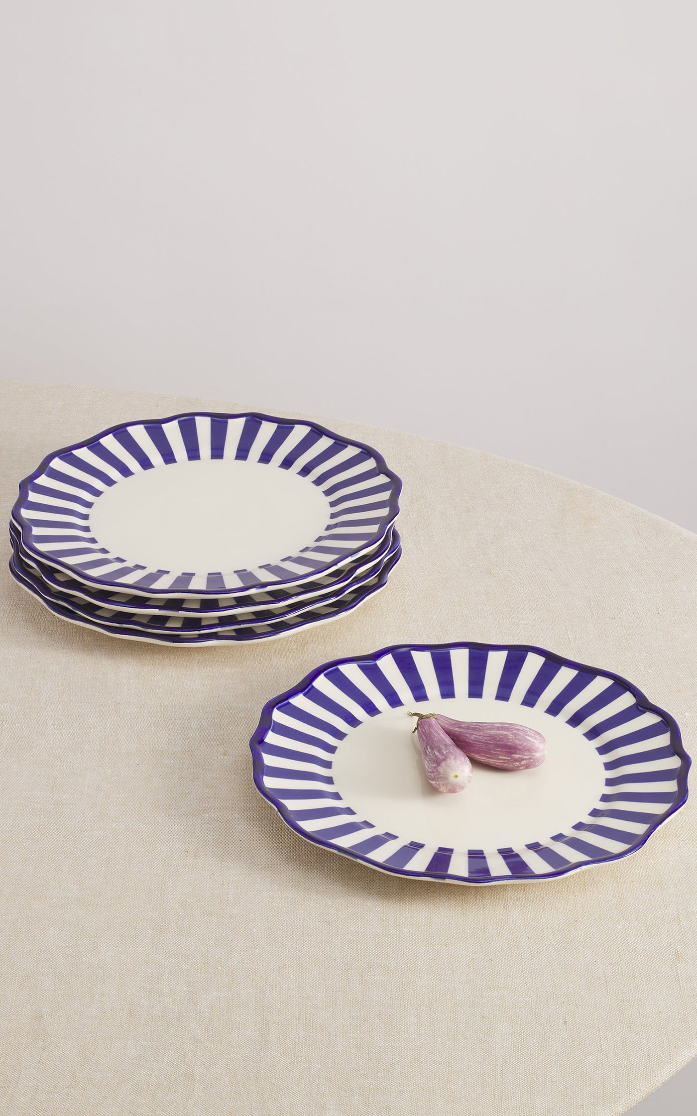 Set-Of-Twelve Hand-Painted Mixed Ceramic Dinner Set