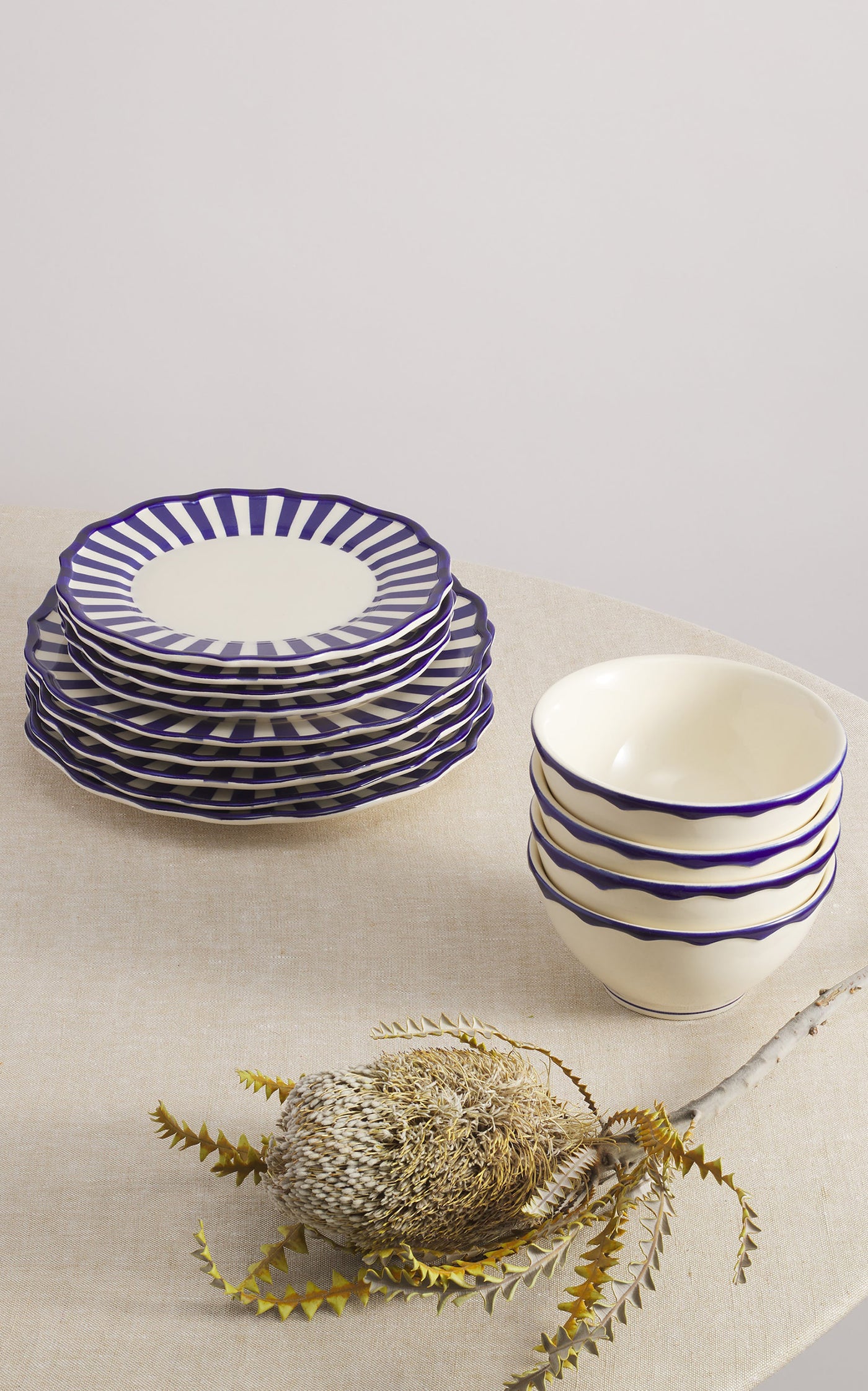 Riviera Set-Of-Twelve Hand-Painted Ceramic Dinner Set