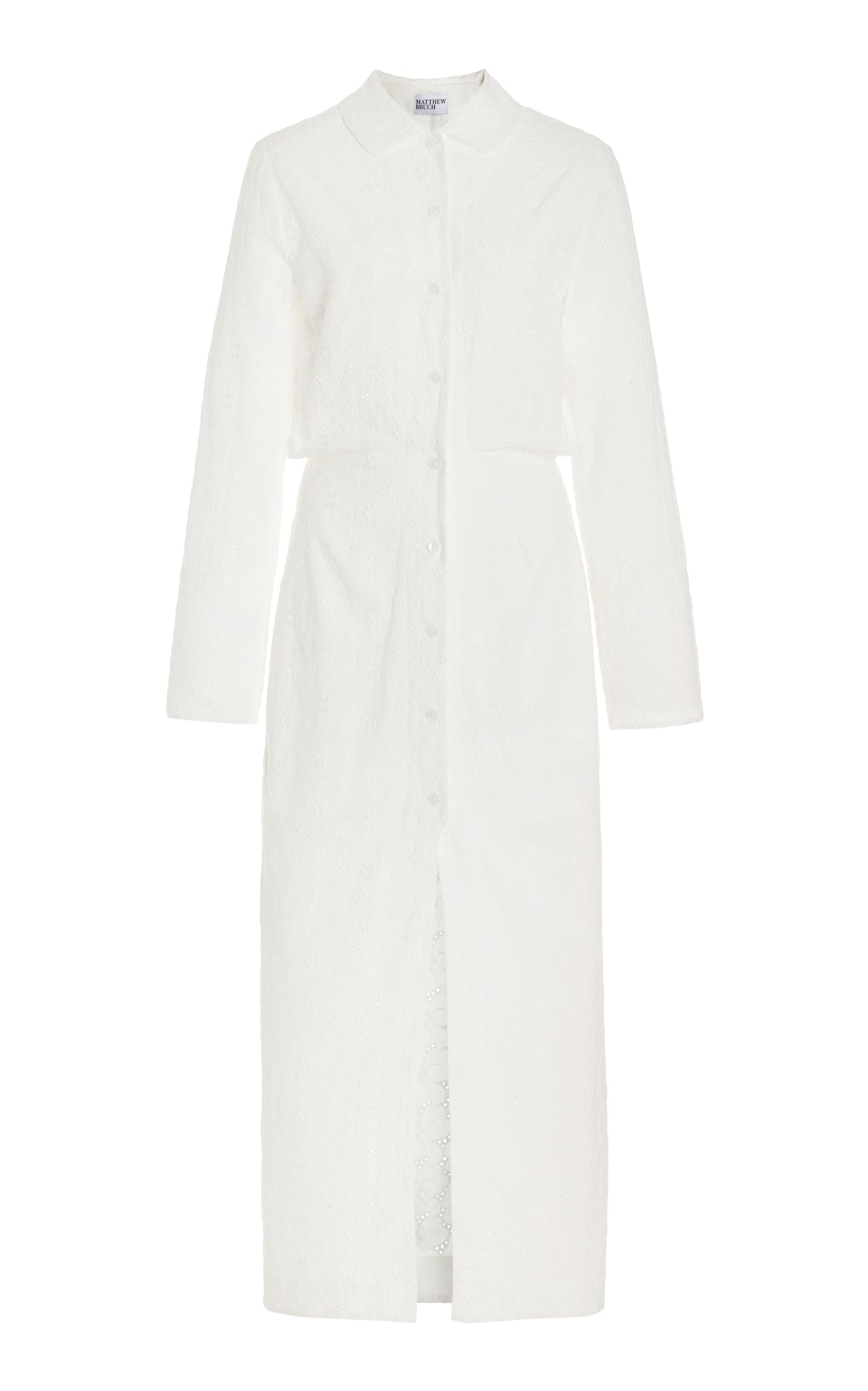 Broderie Anglaise Cotton Midi Shirt Dress